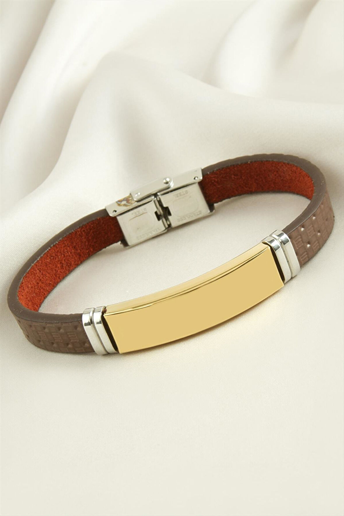 İsim Yazılabilir Deri Çelik Bileklik