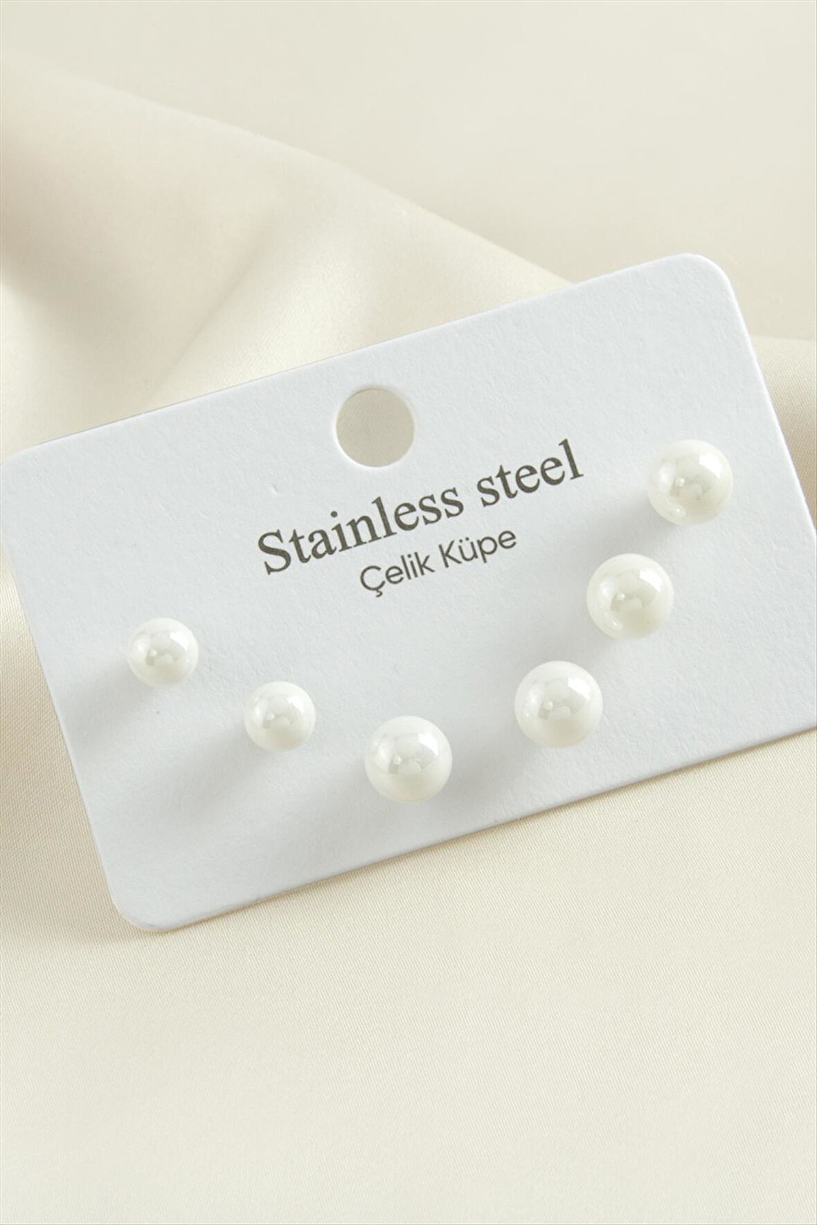 6 Adet Çelik İnci Küpe