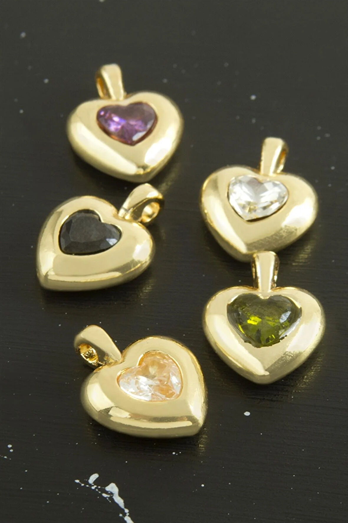 Kalp Zirkon Taşlı Tek Kulplu Aparat 1 Adet