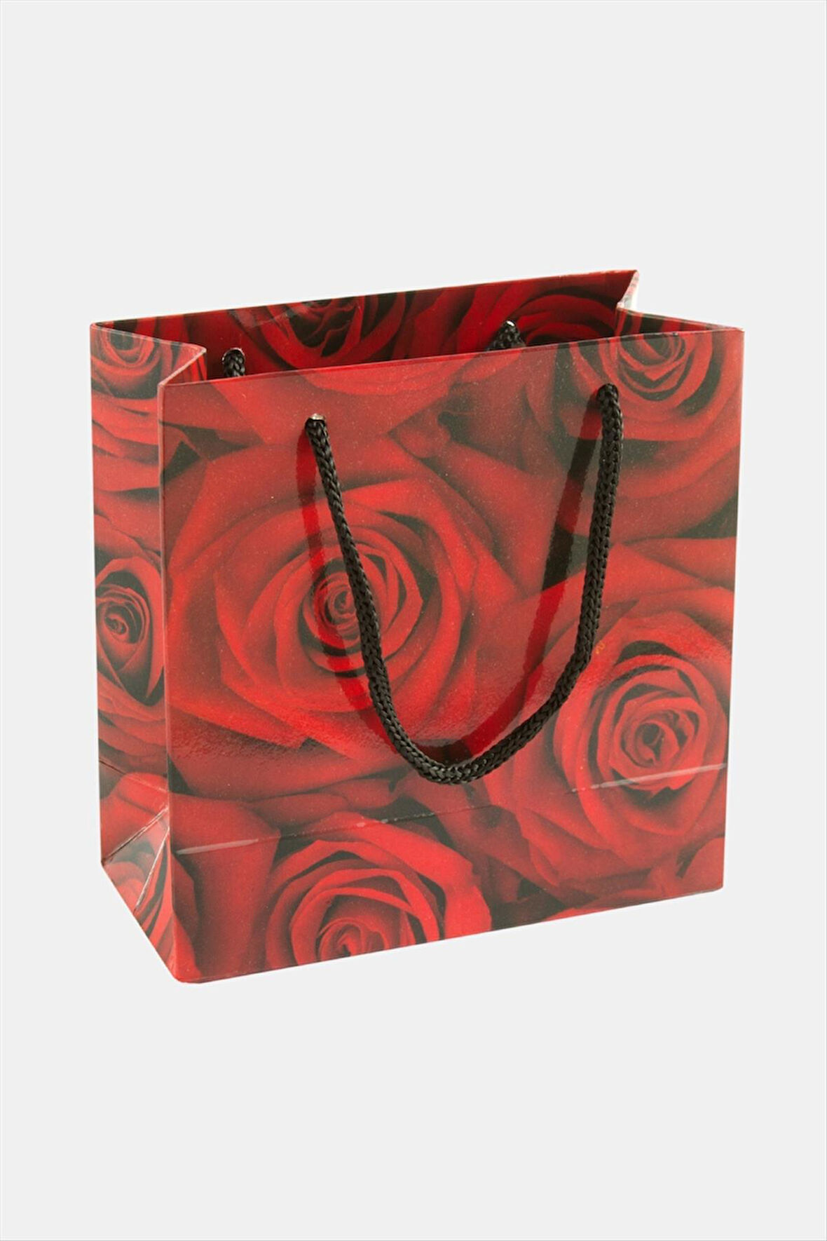 11*11 Gül Desenli İpli Karton Çanta 1 Adet