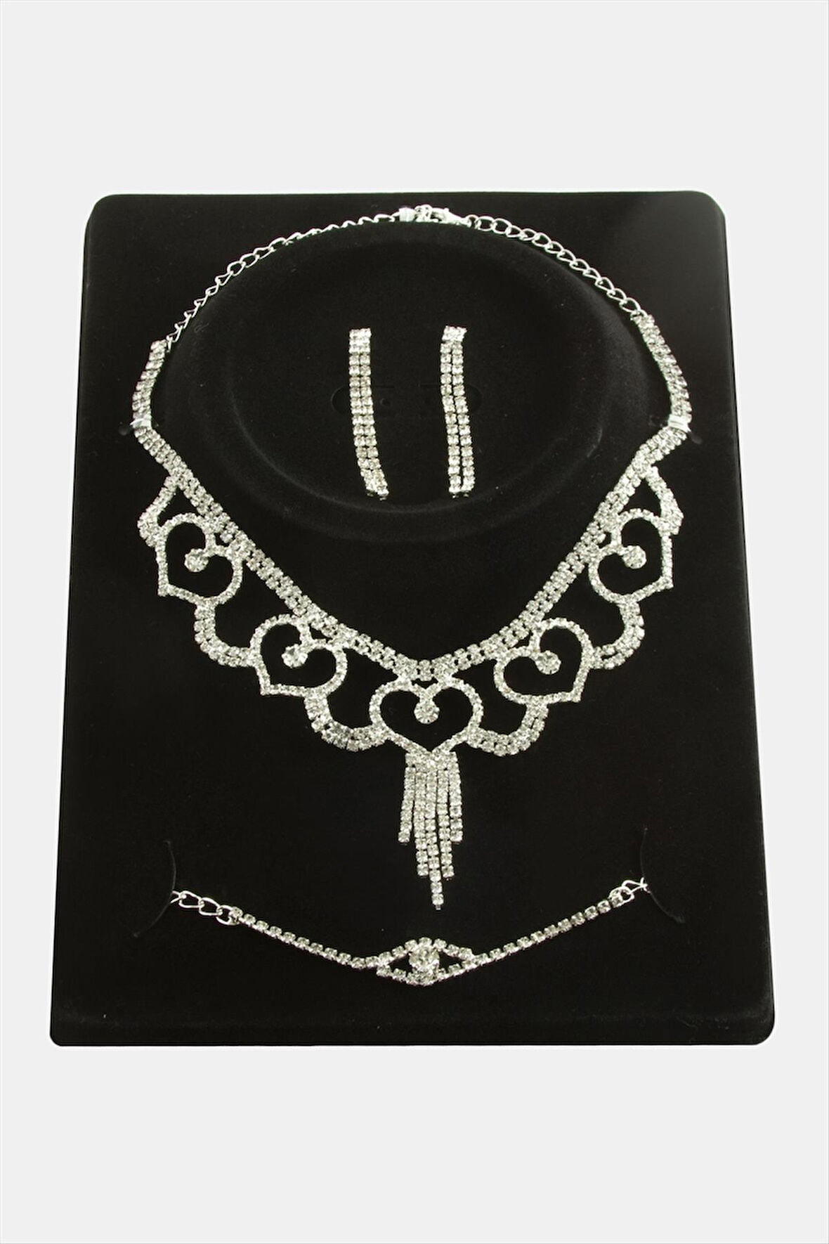 Kalp Taşlı Lüks Set Kolye