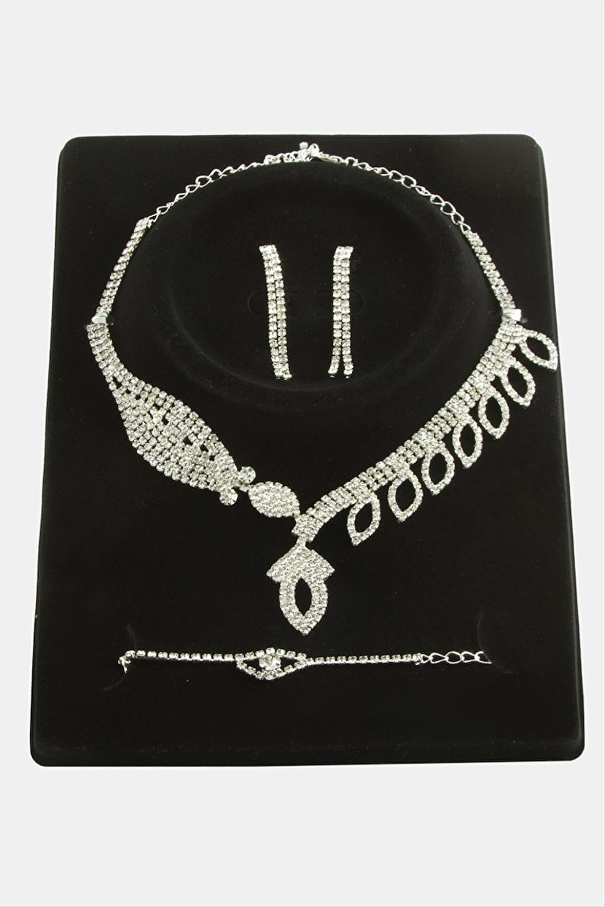 Oval Taşlı Lüks Set Kolye