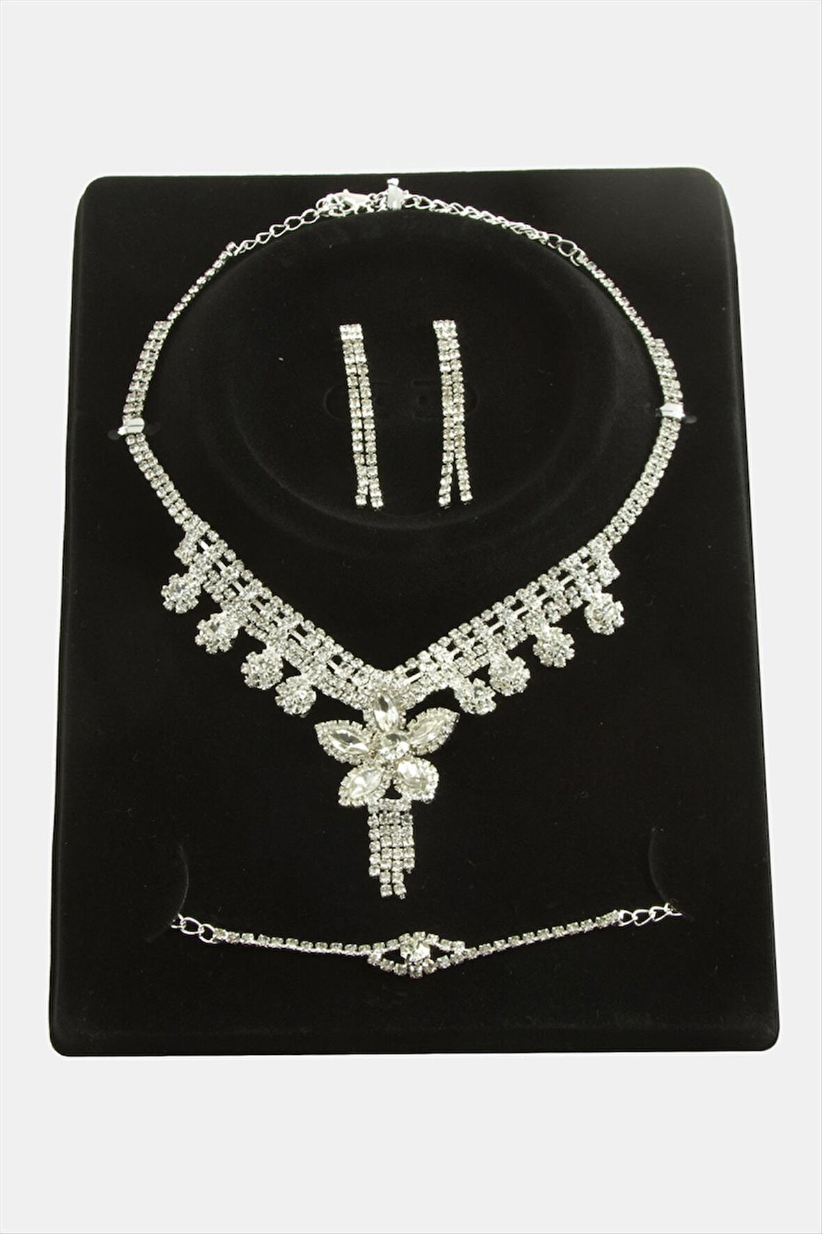 Çiçek Taşlı Lüks Set Kolye