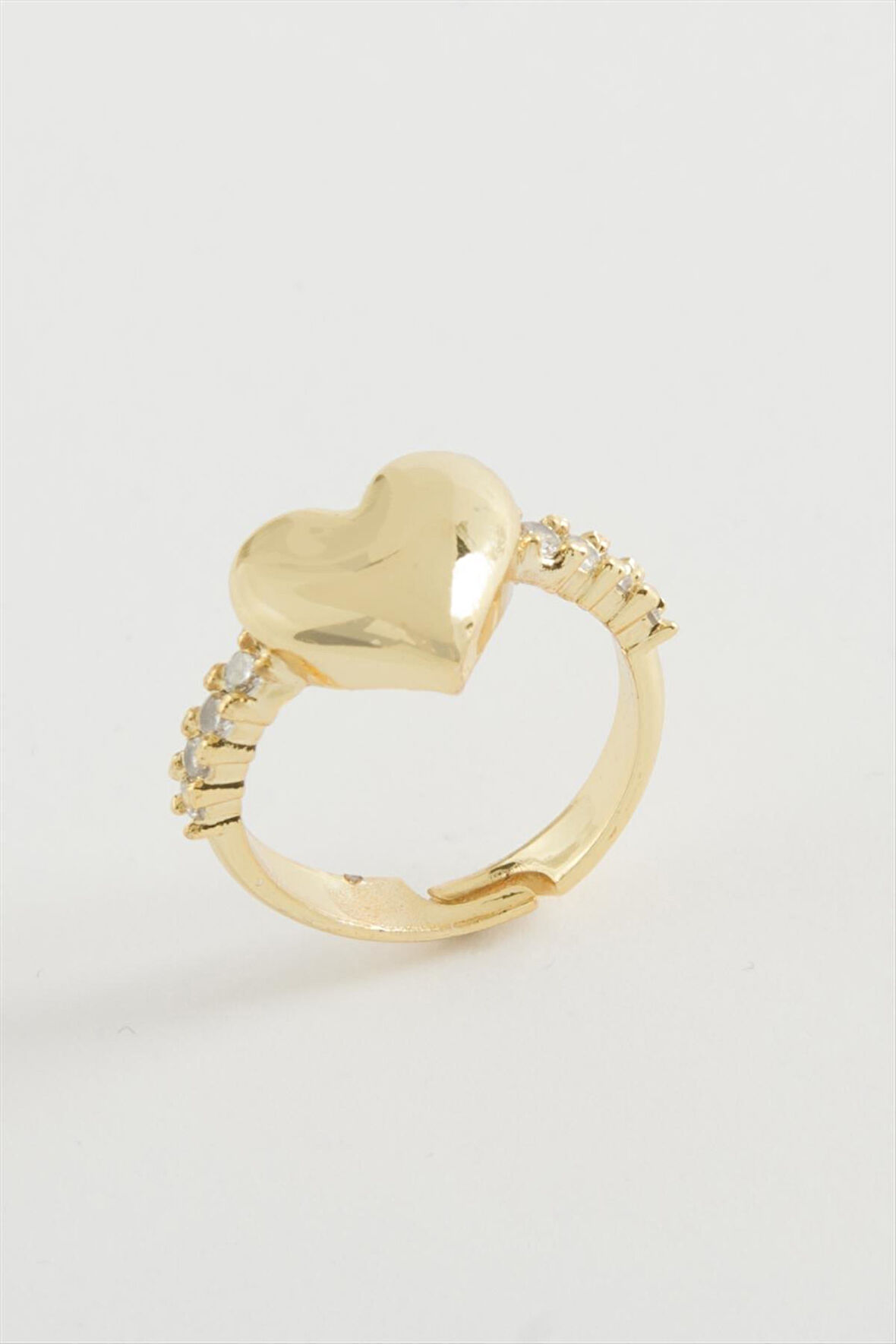 Kalp Taşlı Metal Yüzük