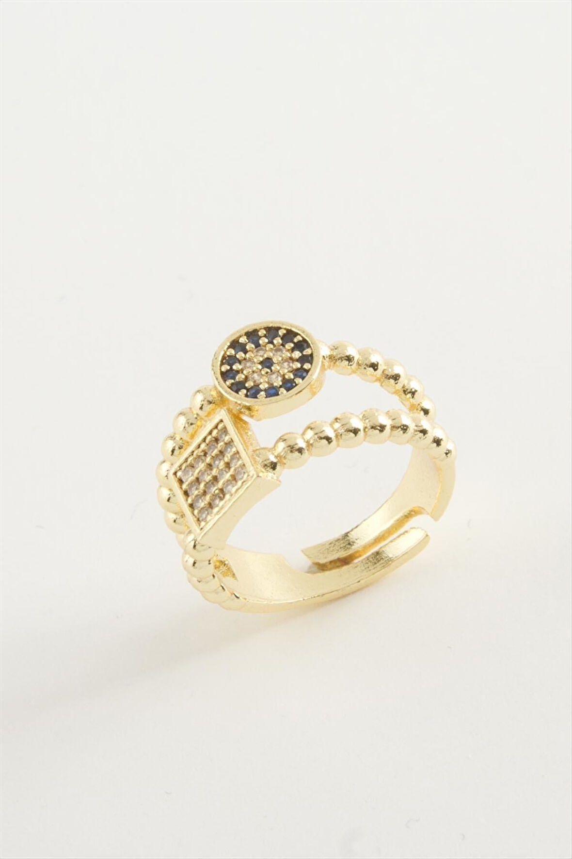 Kare Nazar Taşlı Yüzük