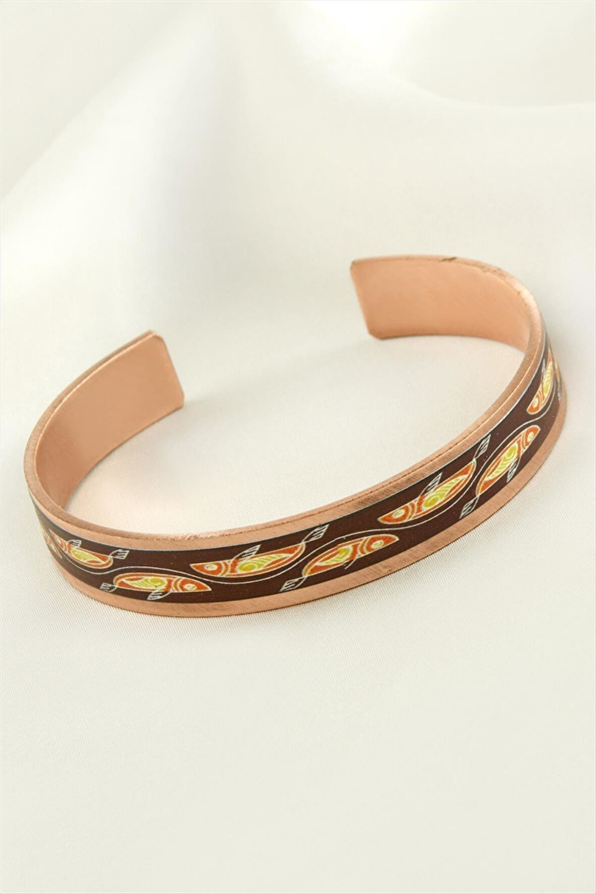 Oval Desenli Bakır Kelepçe Bileklik