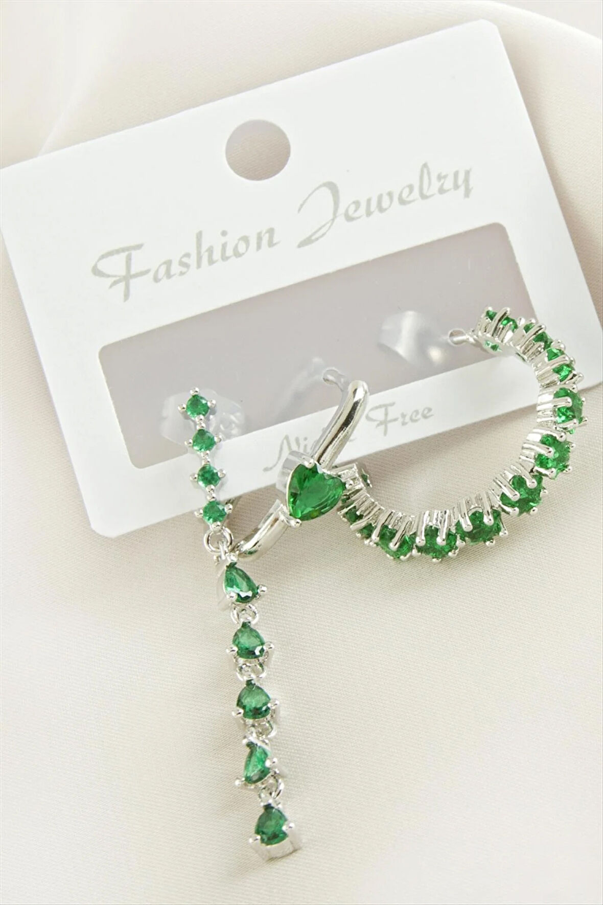 3 Adet Kalp Zirkon Taşlı Küpe