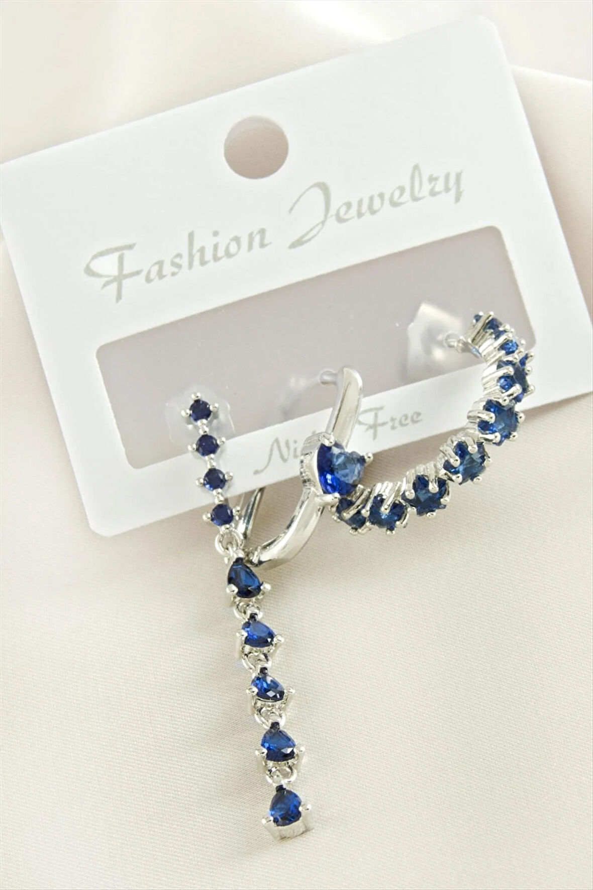 3 Adet Kalp Zirkon Taşlı Küpe