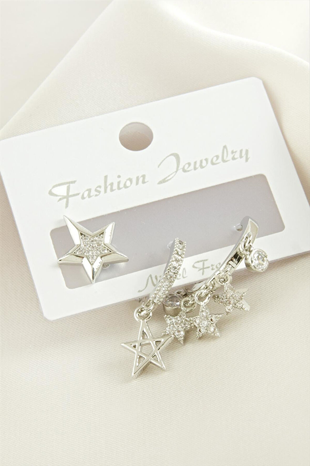 3 Adet Yıldız Zirkon Taşlı Küpe