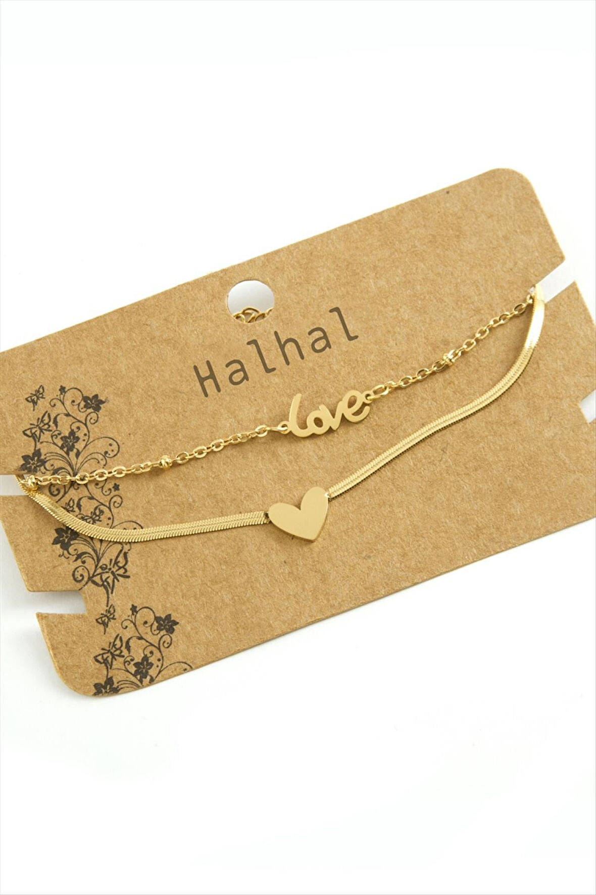 Kalp Love Yazılı Lüks Çelik Halhal