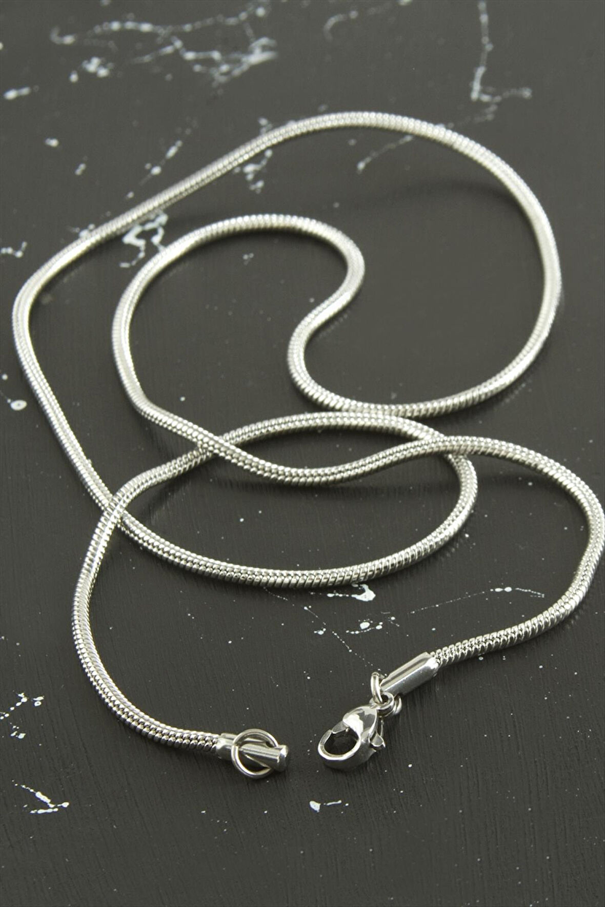 Silindir Zincir Çelik Kolye 55 cm