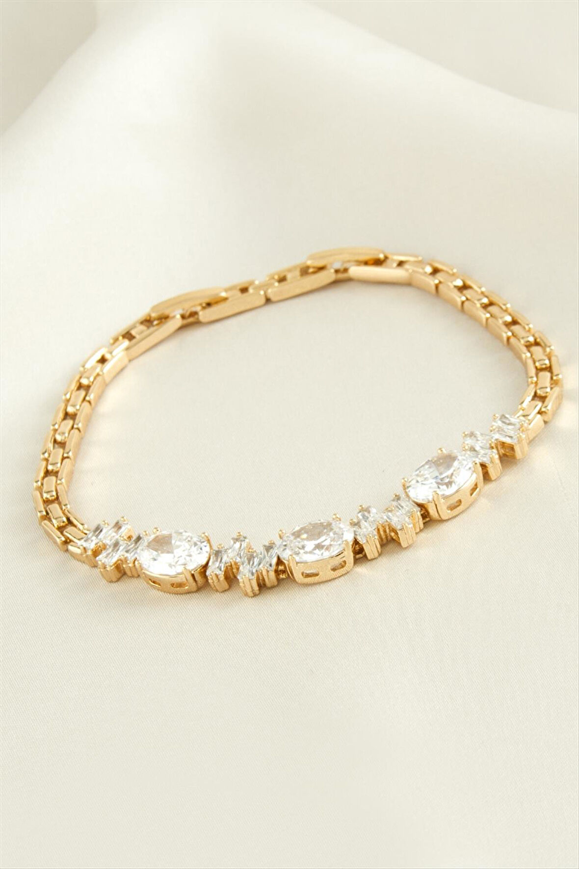 Xuping Oval Zirkon Taşlı Lüks Çelik Bileklik