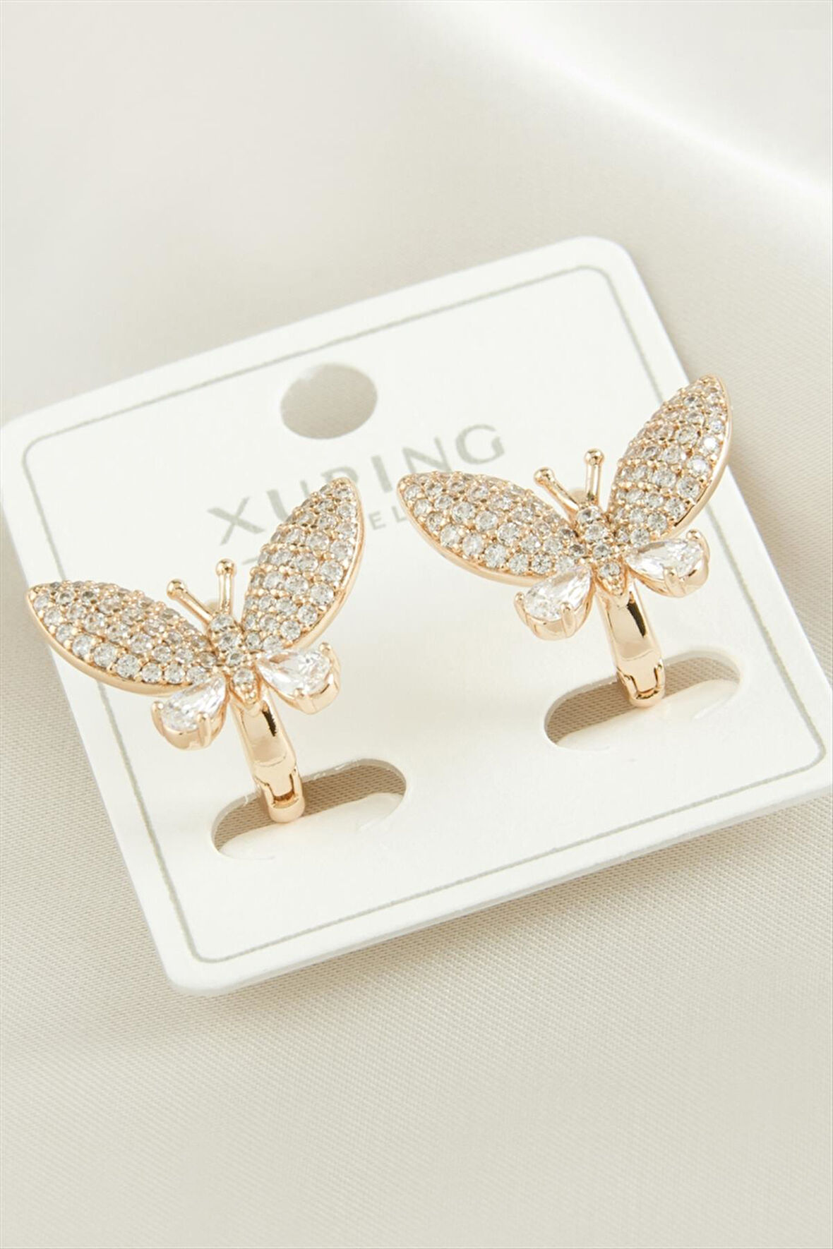 Xuping Kelebek Zirkon Taşlı Lüks Çelik Küpe