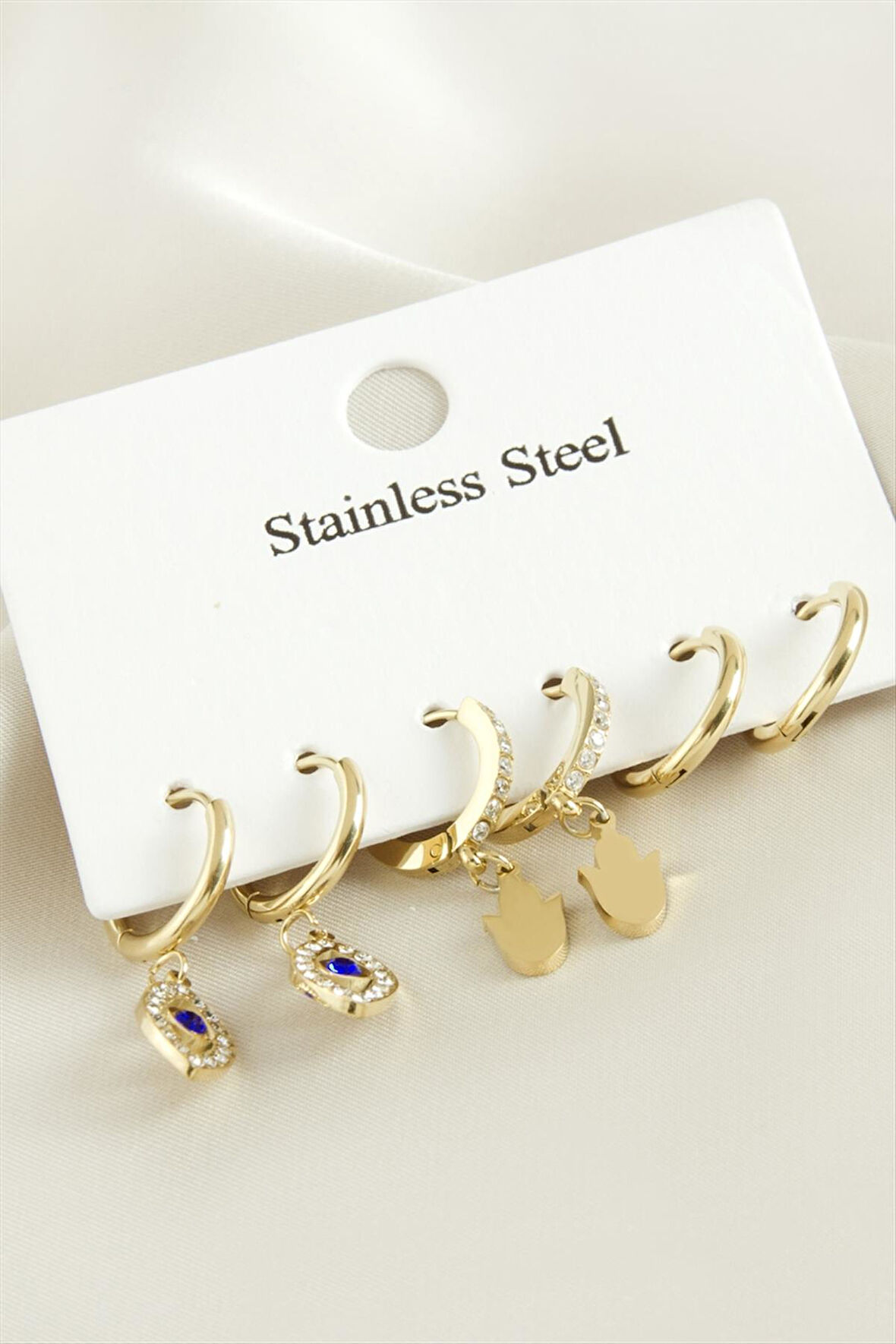 6 Adet  Göz Zirkon Taşlı Lüks Çelik Küpe