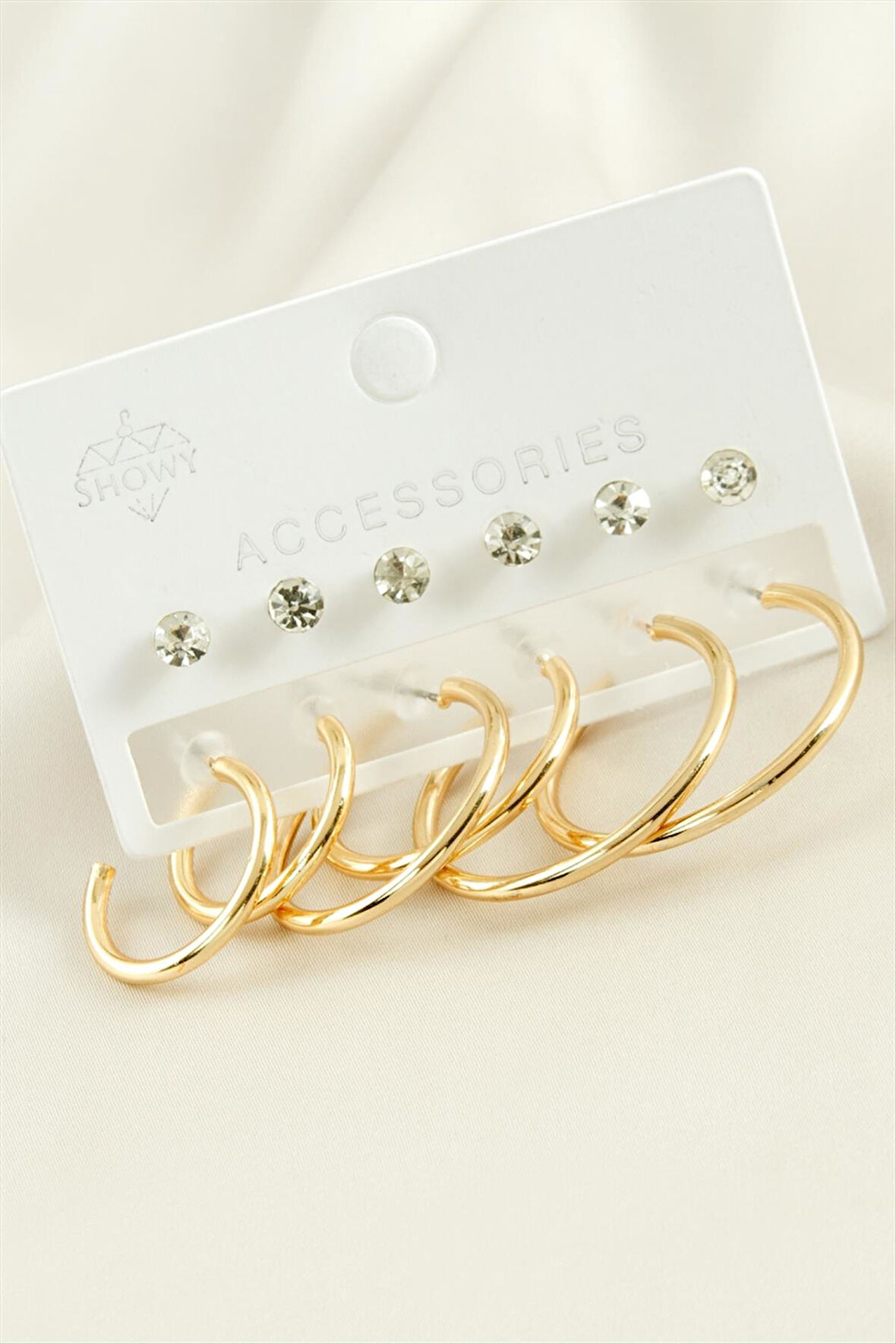 12 Adet Taşlı Halka Küpe