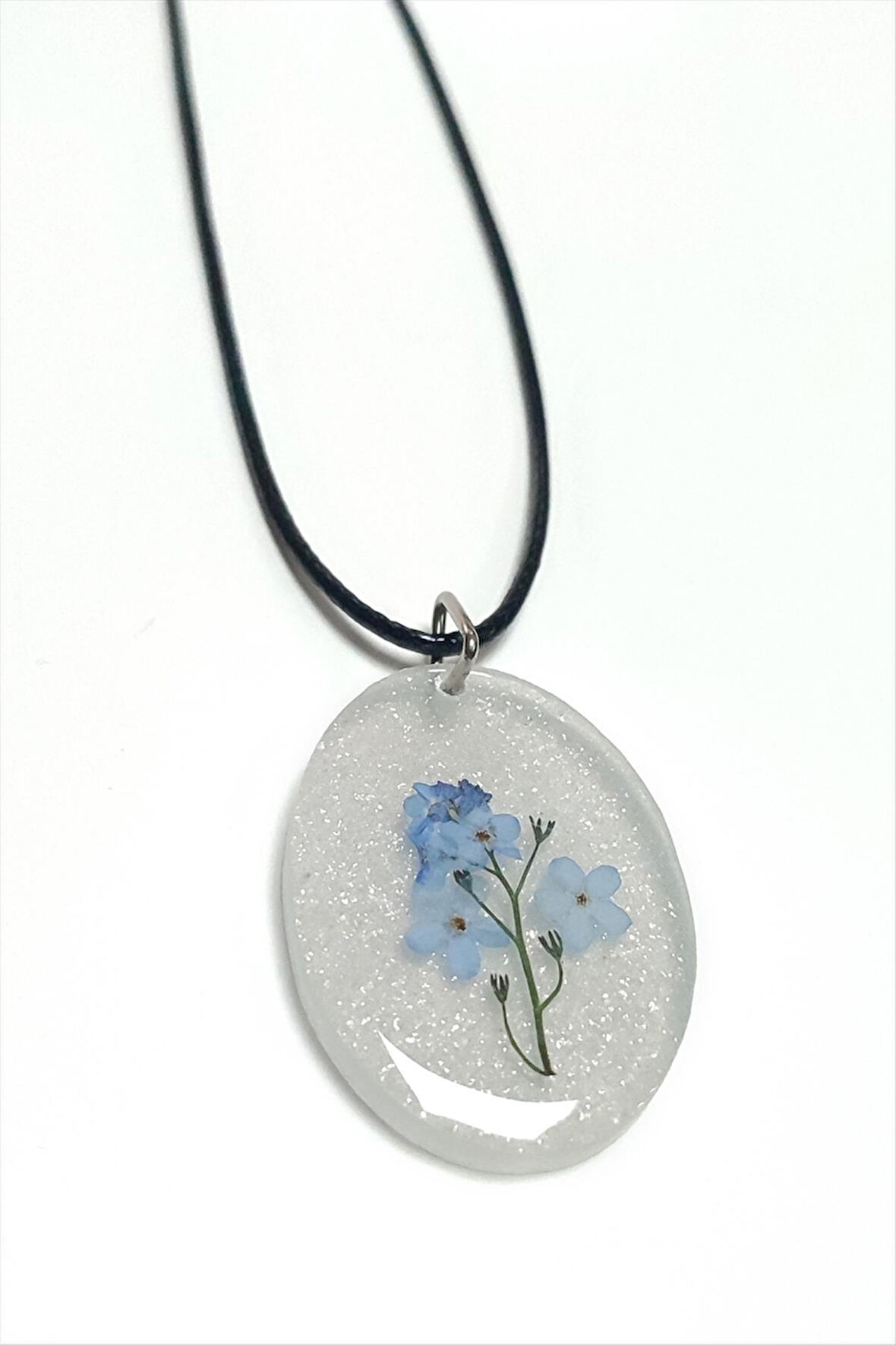 Unutma Beni Çiçeği Oval Epoksi Kolye