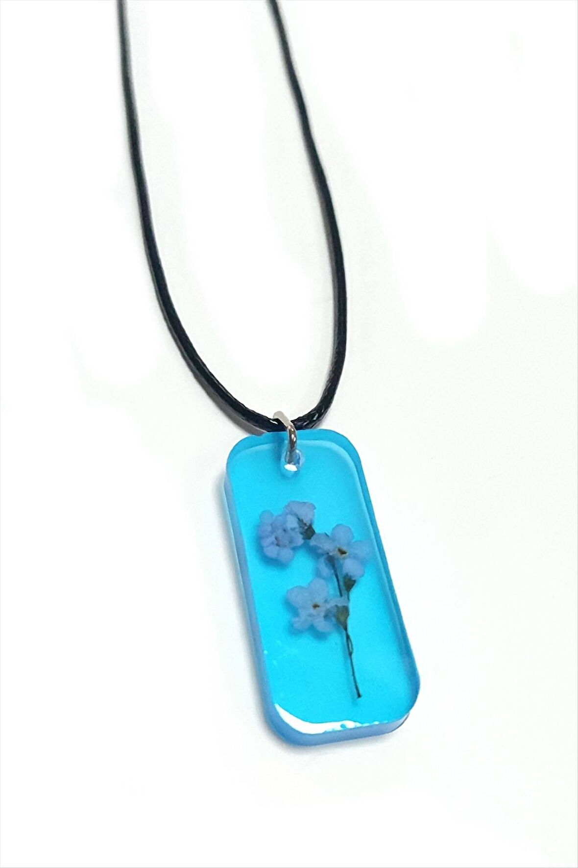 Unutmabeni Çiçeği Dikdörtgen Epoksi Kolye