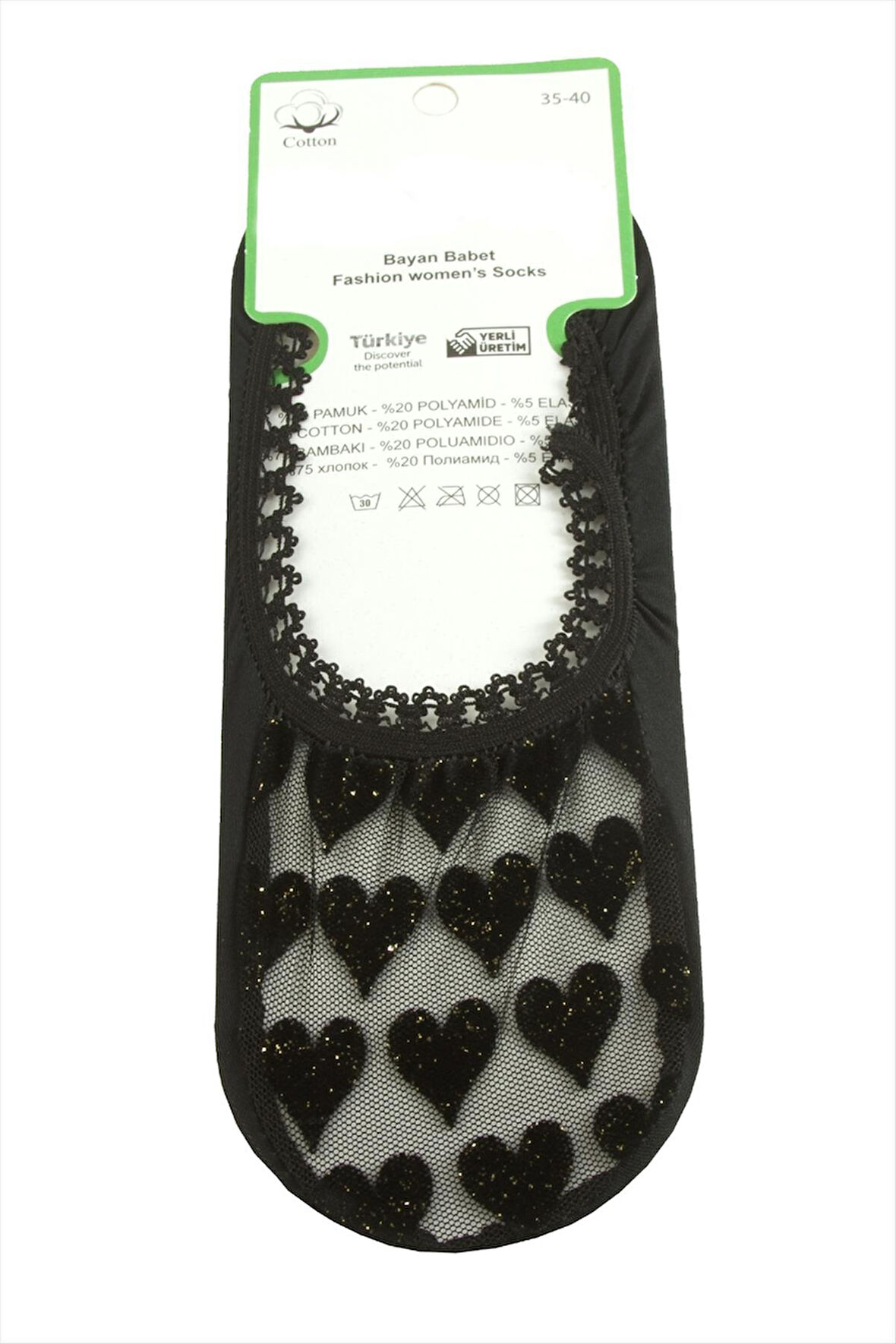 Kalp Dantel Babet Çorap