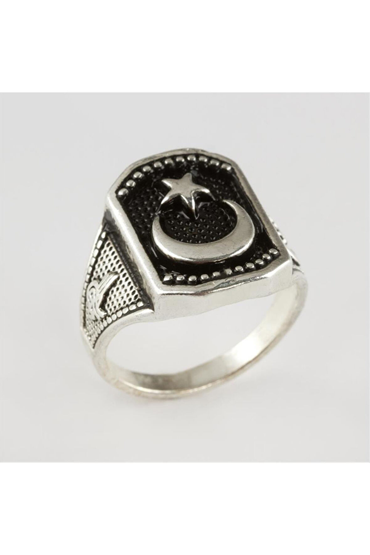 Ay Yıldız Figürlü Metal Erkek Yüzük