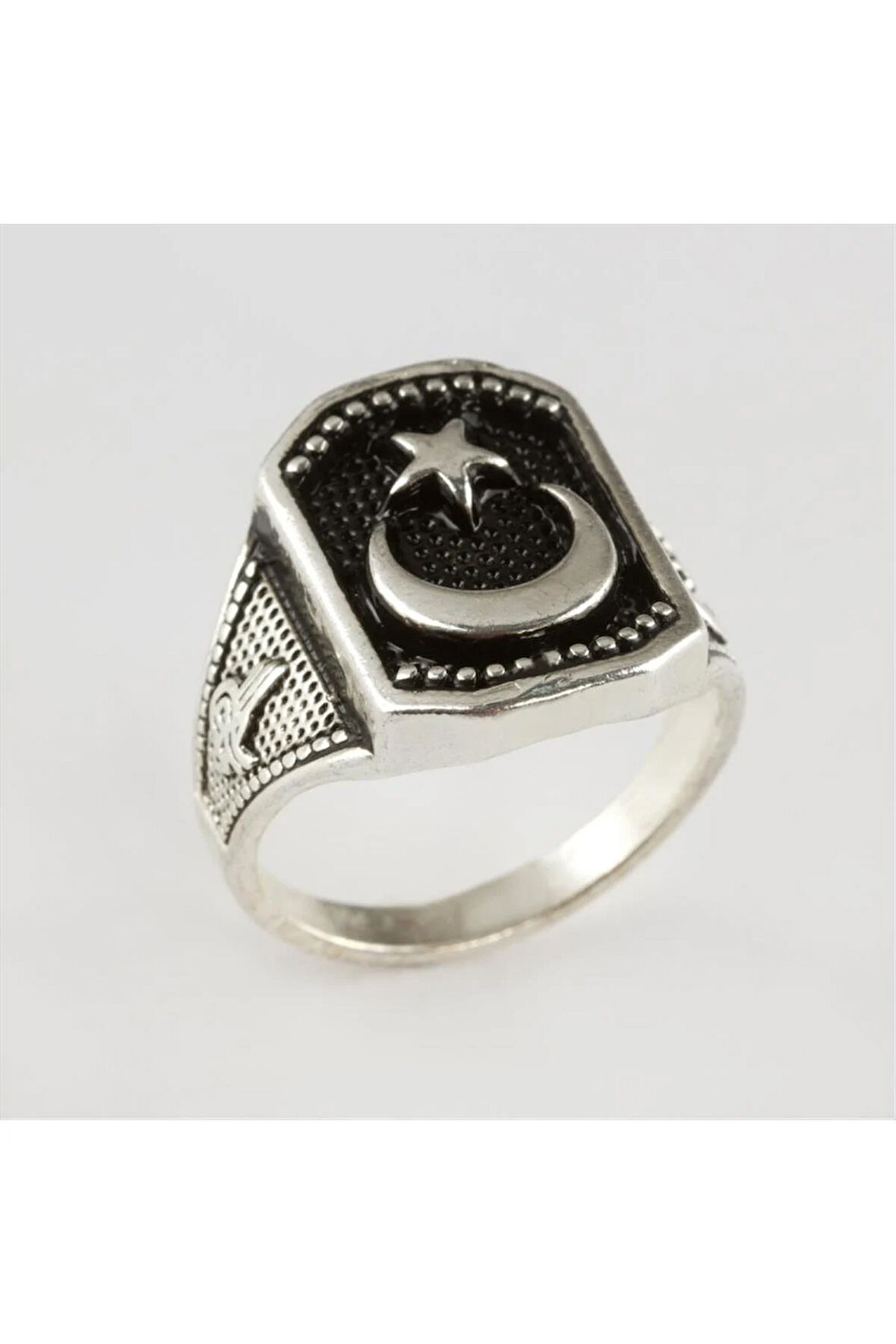 Ay Yıldız Figürlü Metal Erkek Yüzük