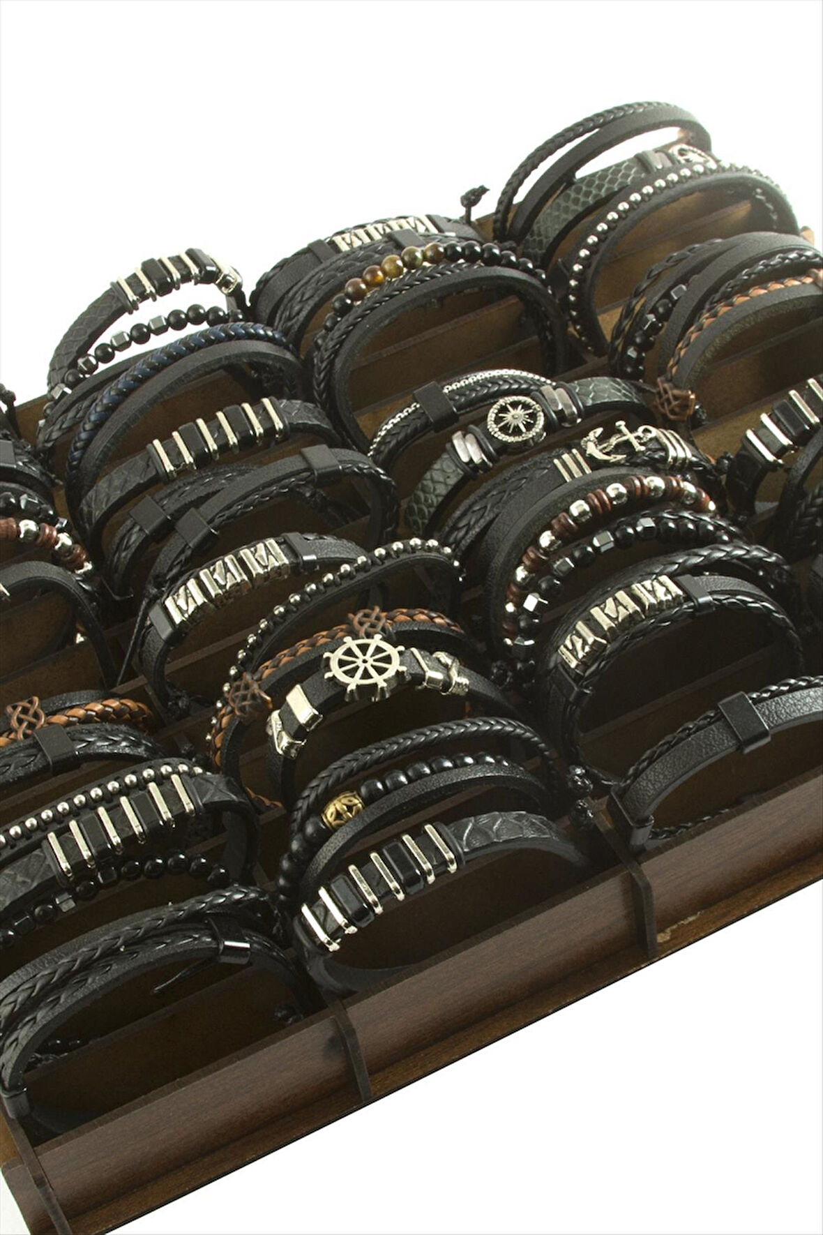 48 Adet Standlı Orjinal Deri Bileklik