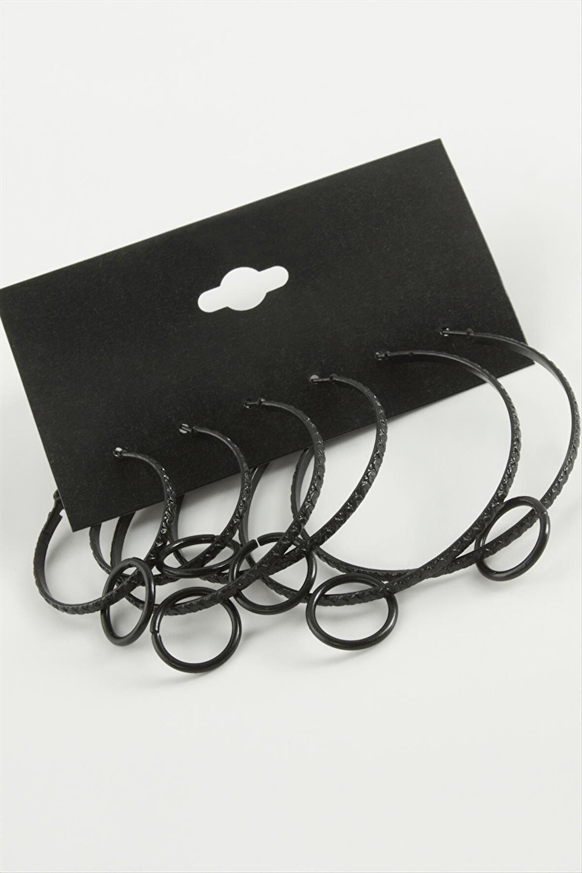 Noktalı İç İçe Metal Halka Küpe 6 Adet