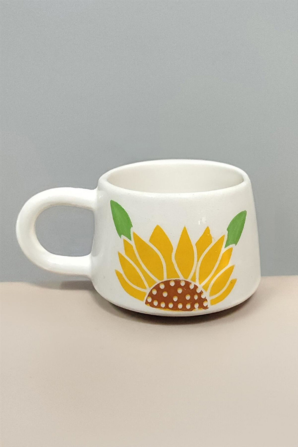 Ayçiçek Desenli Seramik Kupa