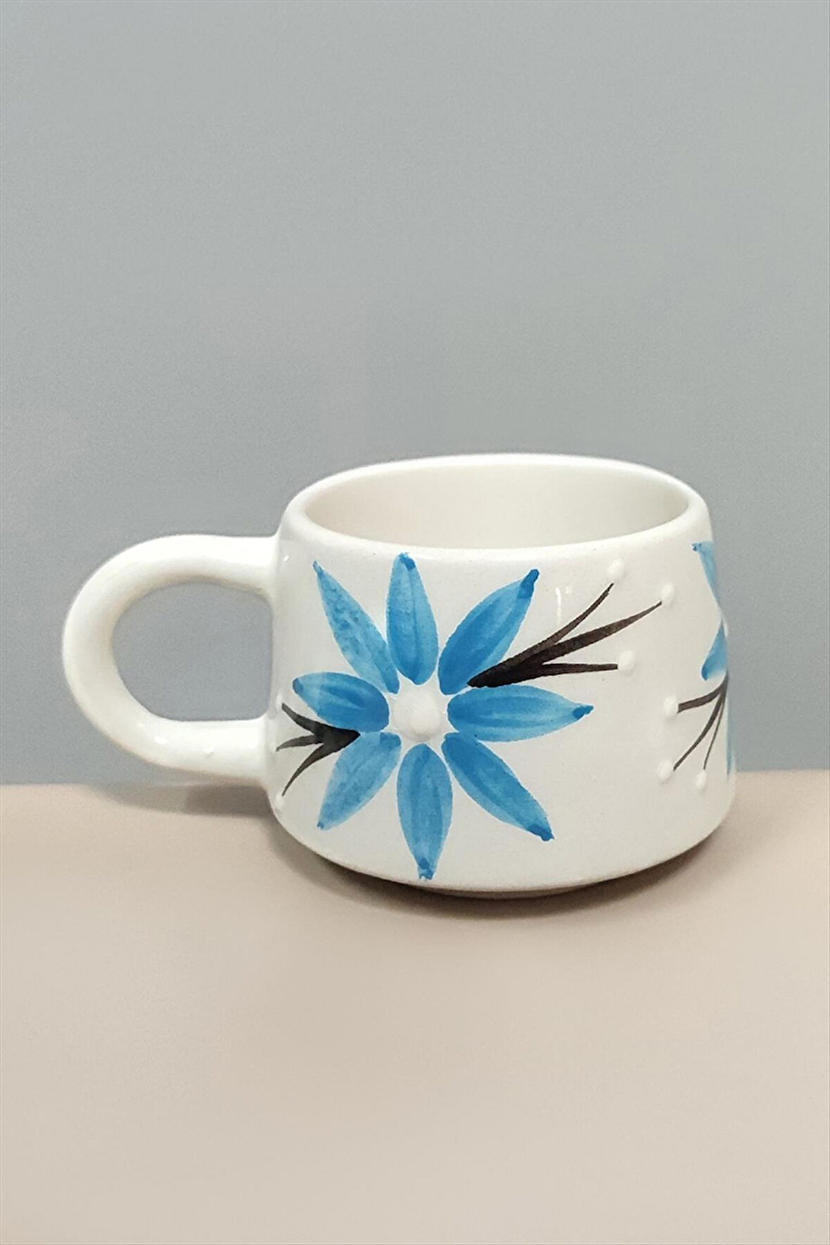 Çiçek Desenli Seramik Kupa