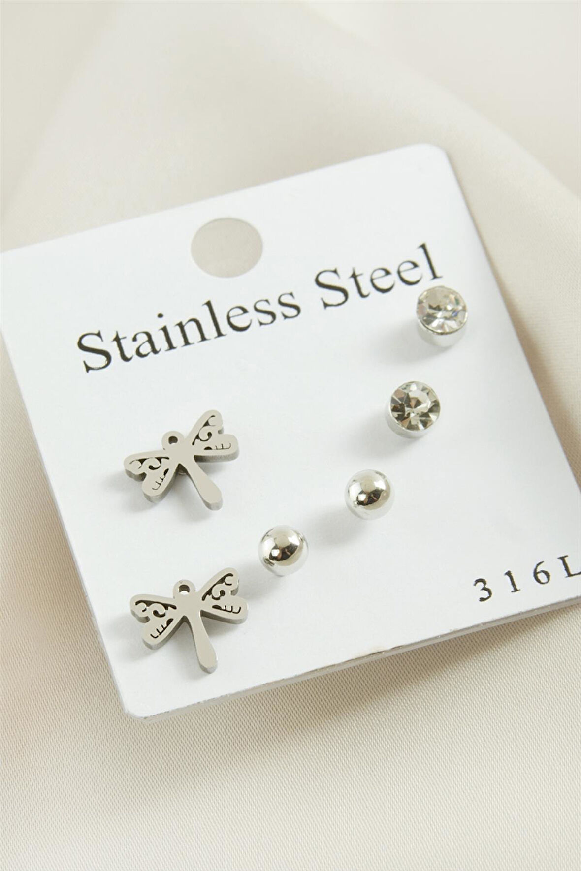 6 Adet Yusufçuk Taşlı Çelik Küpe