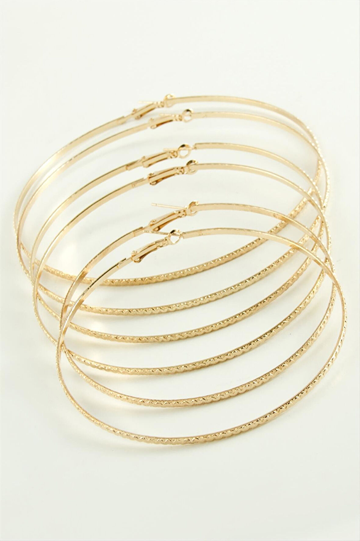 Zikzak Desenli Metal Halka Küpe 6 Adet