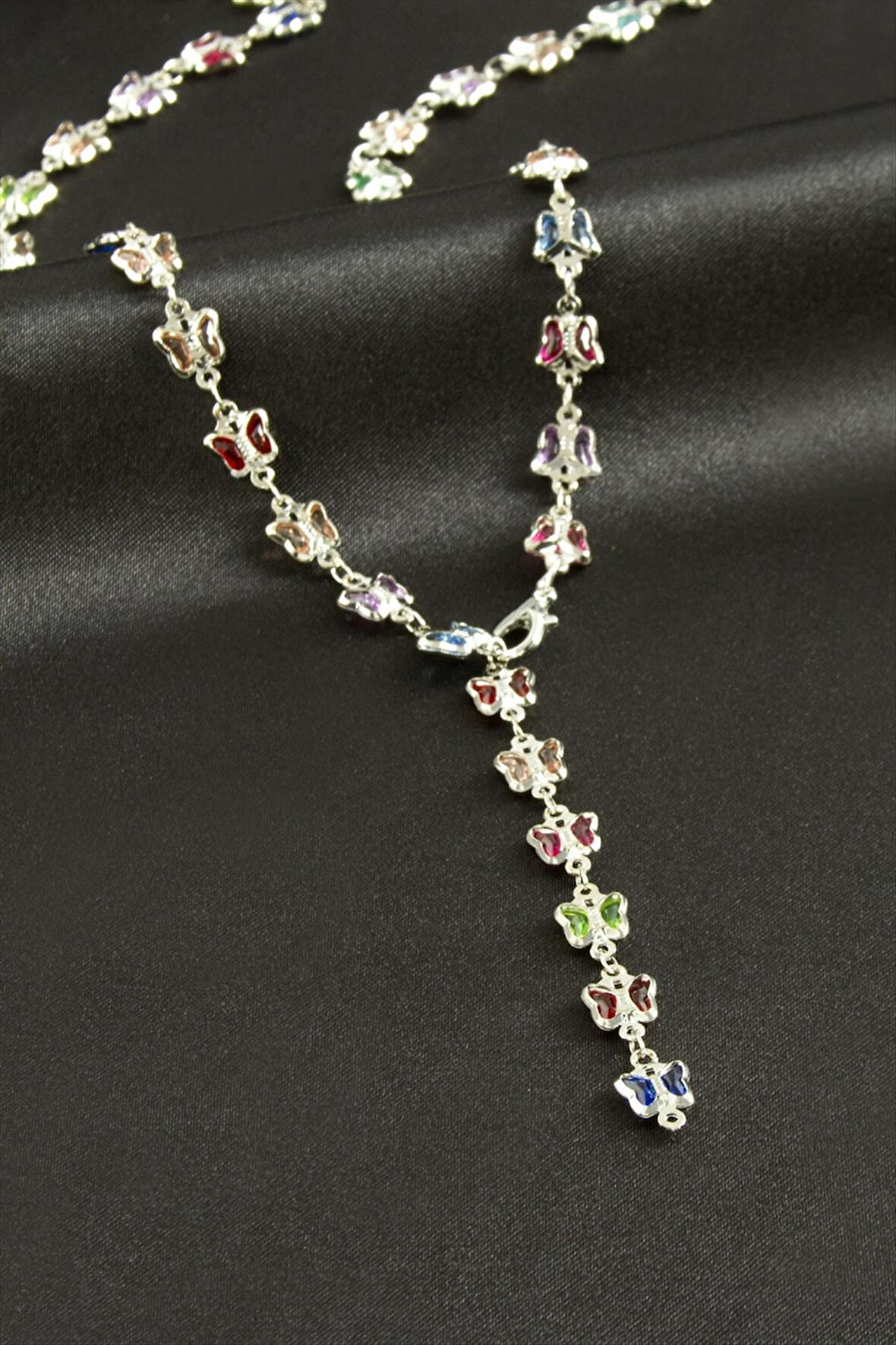 Kelebek Zirkon Taşlı Y Kolye