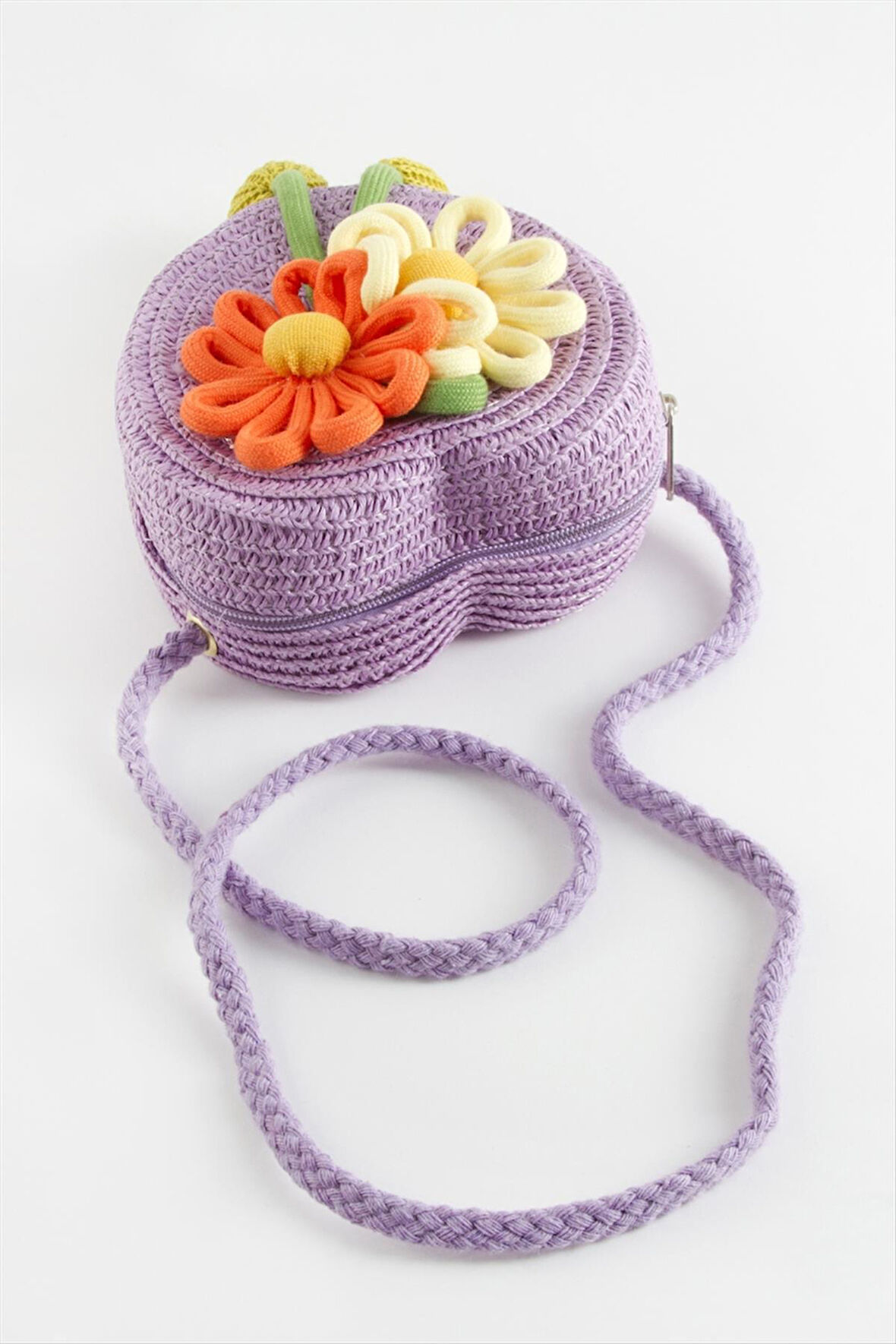 Çiçek Kalp Hasır Çanta