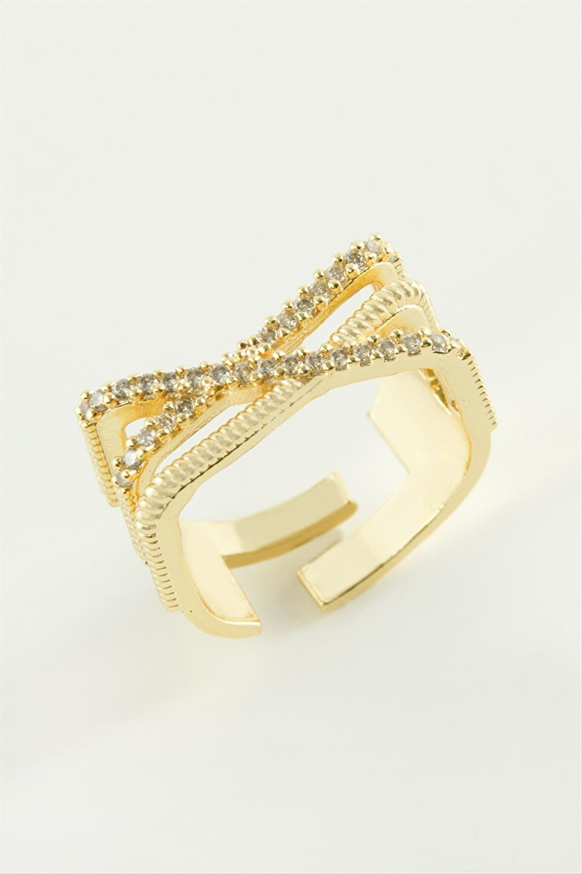 Üç Çizgili Zirkon Taşlı Yüzük