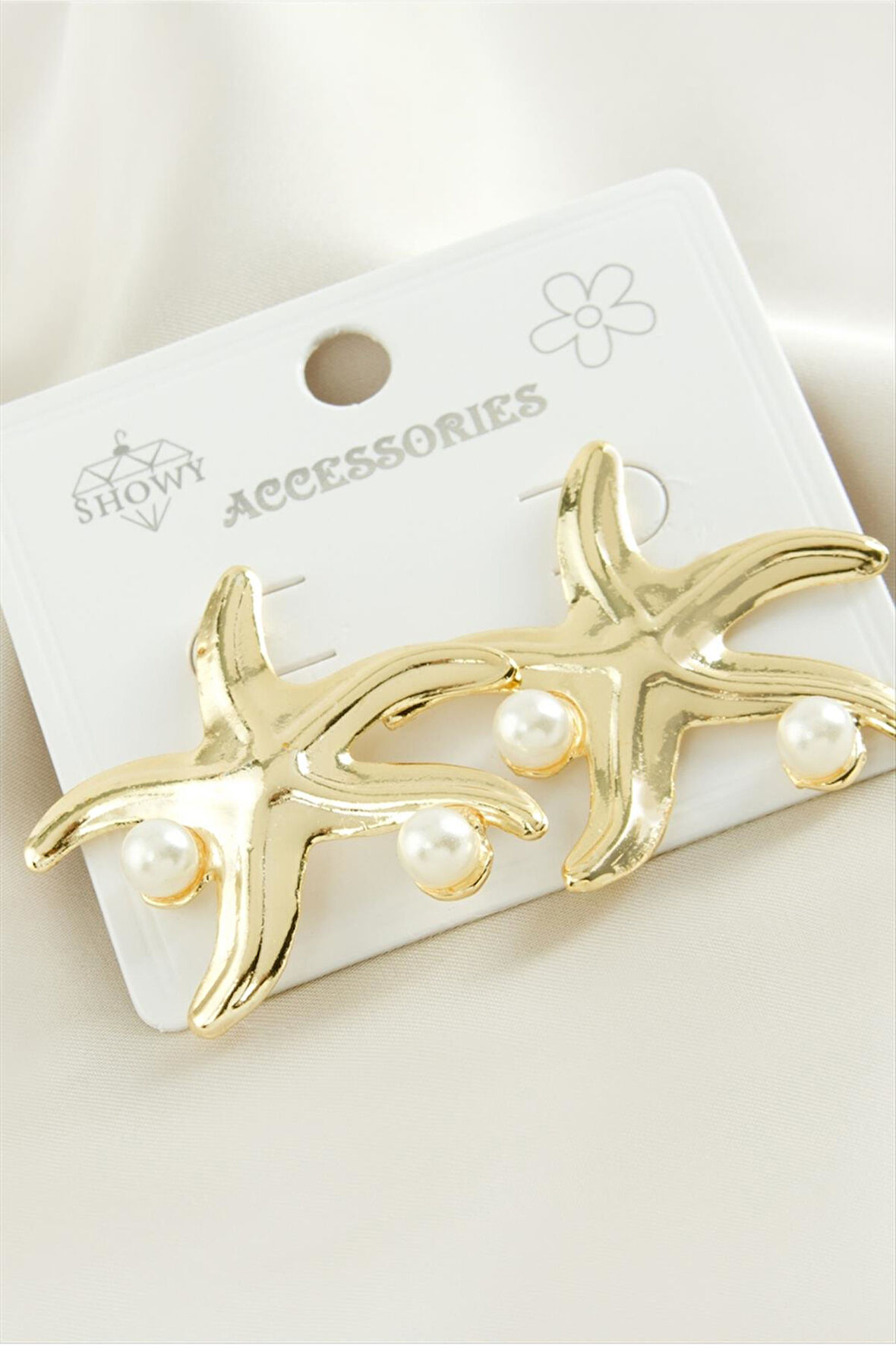 Deniz Yıldızı Metal İnci Küpe