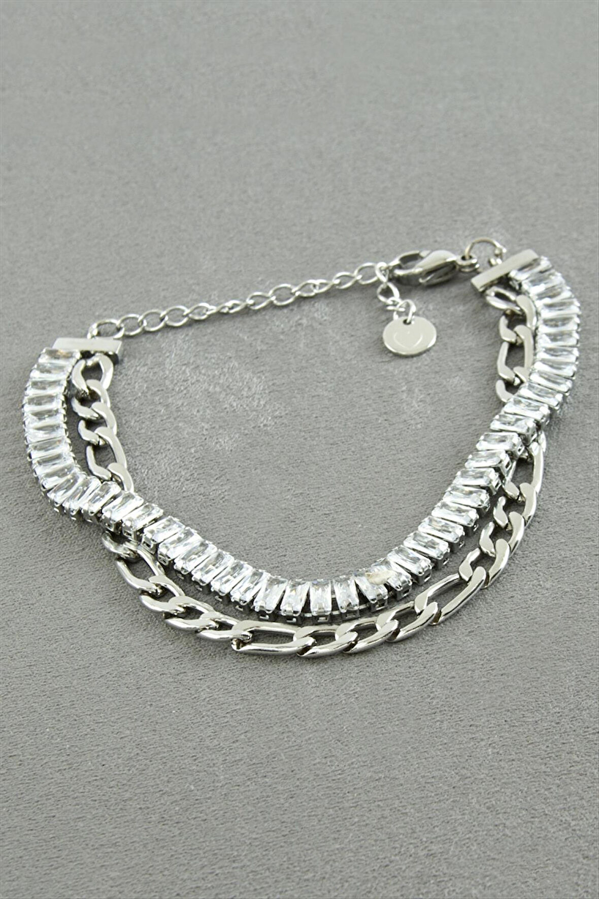 Baget Taşlı Lüks Çelik Bileklik