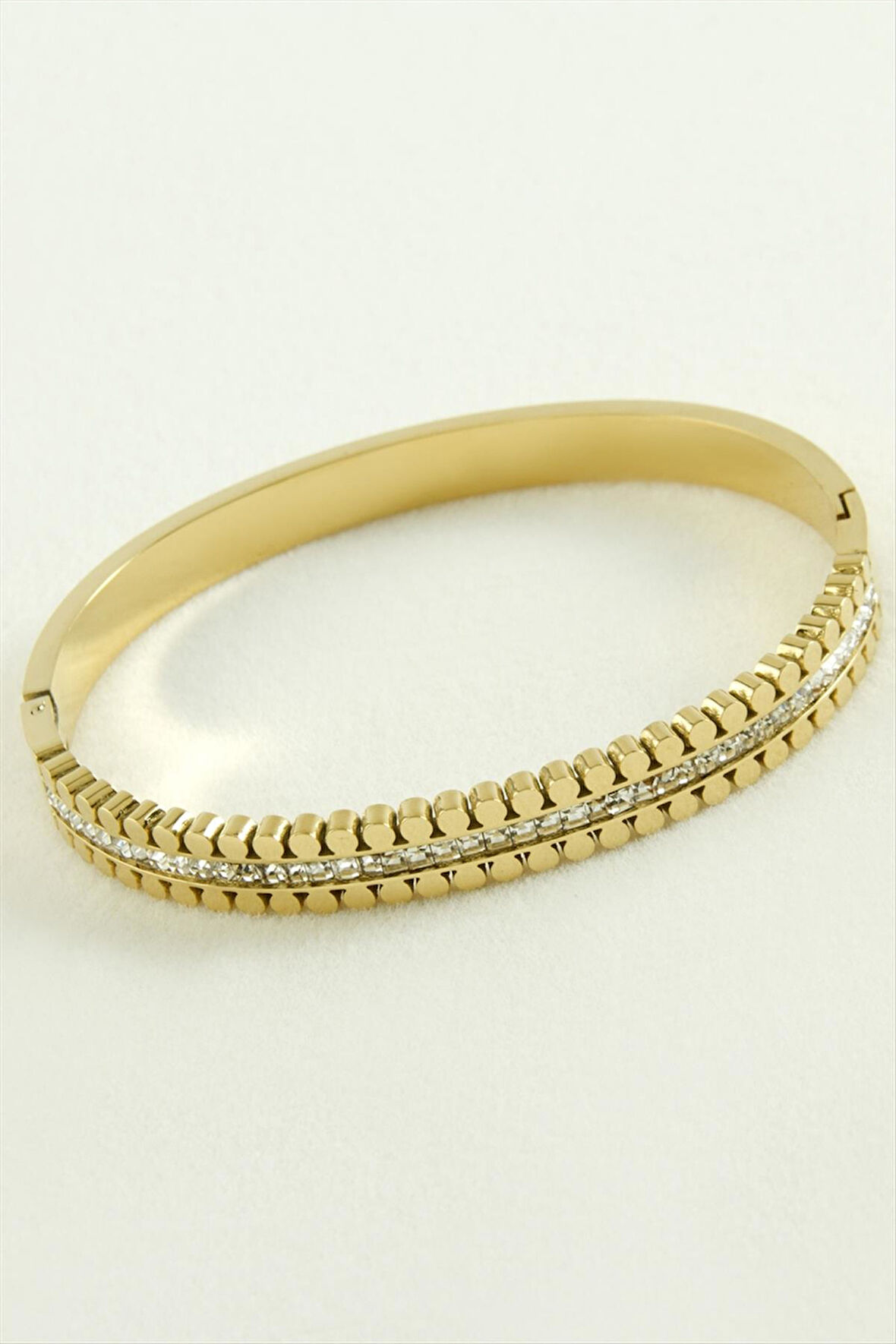 Benekli Lüks Çelik Kelepçe Bileklik