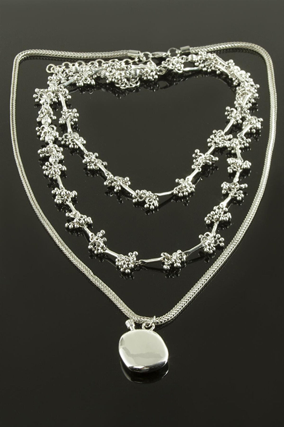 3 Adet Oval Lüks Yaka Kolye