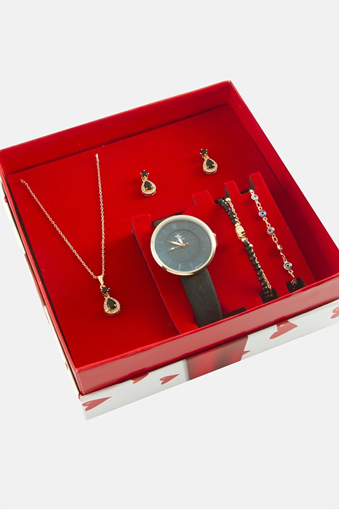 Kelebek Kayışlı Kadın Kol Saati ve Takı Seti Kombini