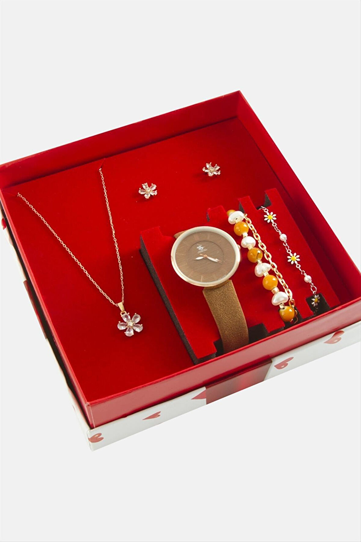 Kayışlı Kadın Kol Saati ve Takı Seti Kombini