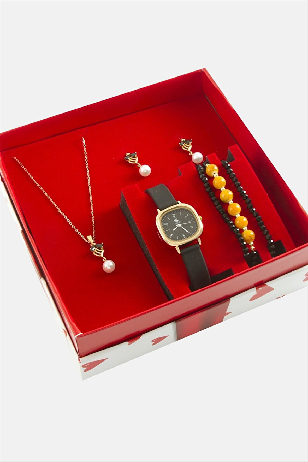 Kayışlı Kadın Kol Saati ve Takı Seti Kombini