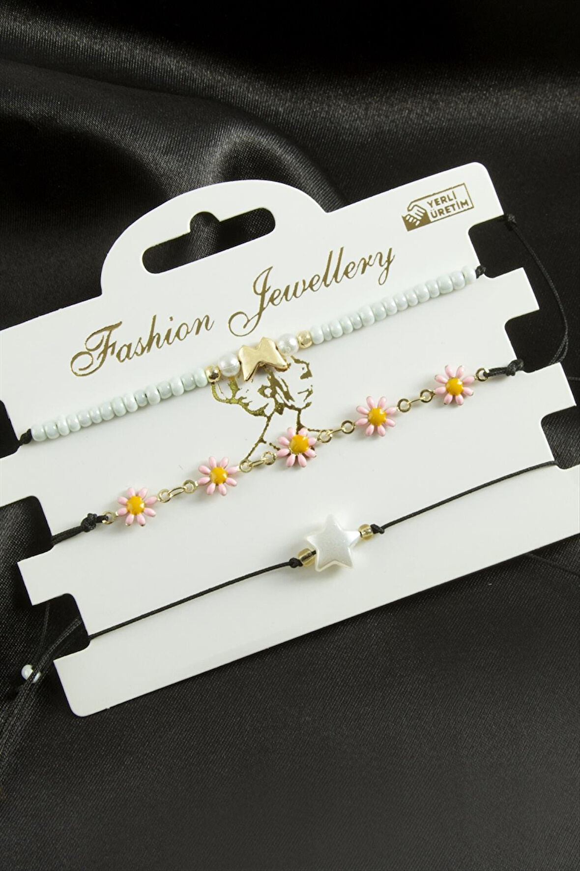 3 Adet Yıldız Mineli Kum Boncuk Bileklik