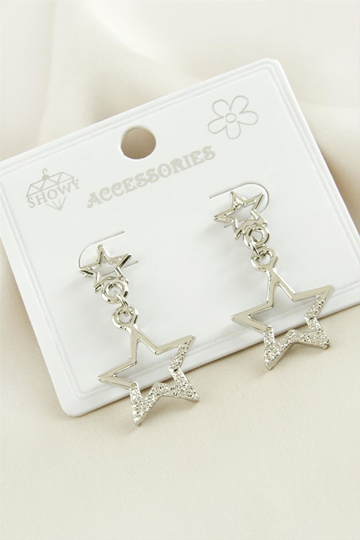 Yıldız Taşlı Metal Küpe