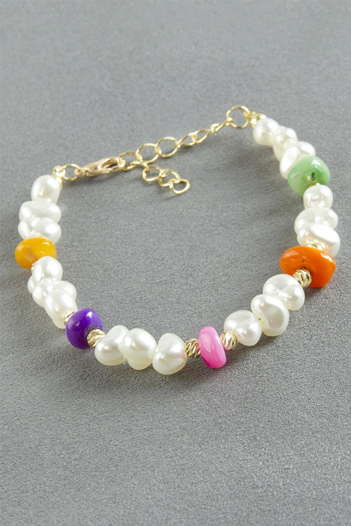 Kırık Doğaltaşlı İnci Bileklik