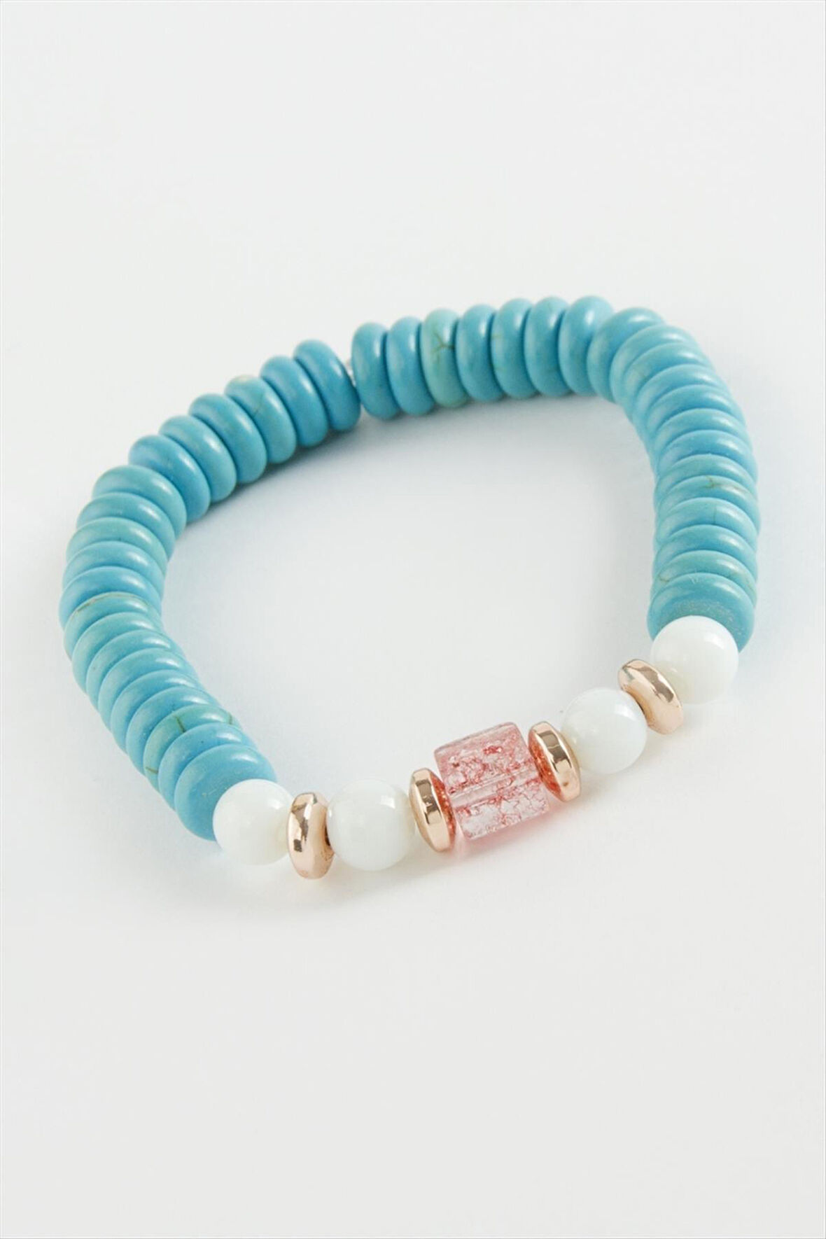 Turkuaz Rondela Necef Doğaltaş Bileklik