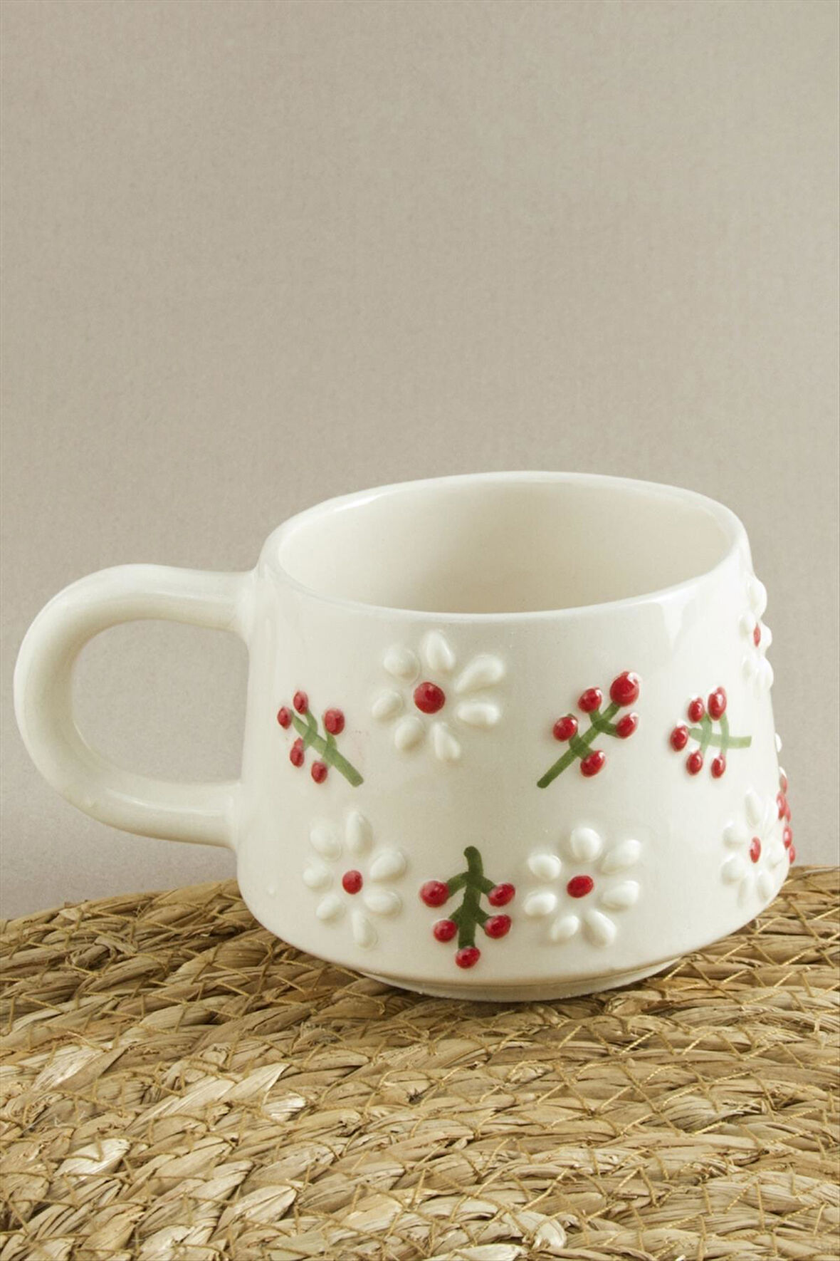 Çiçek Desenli Seramik Kupa