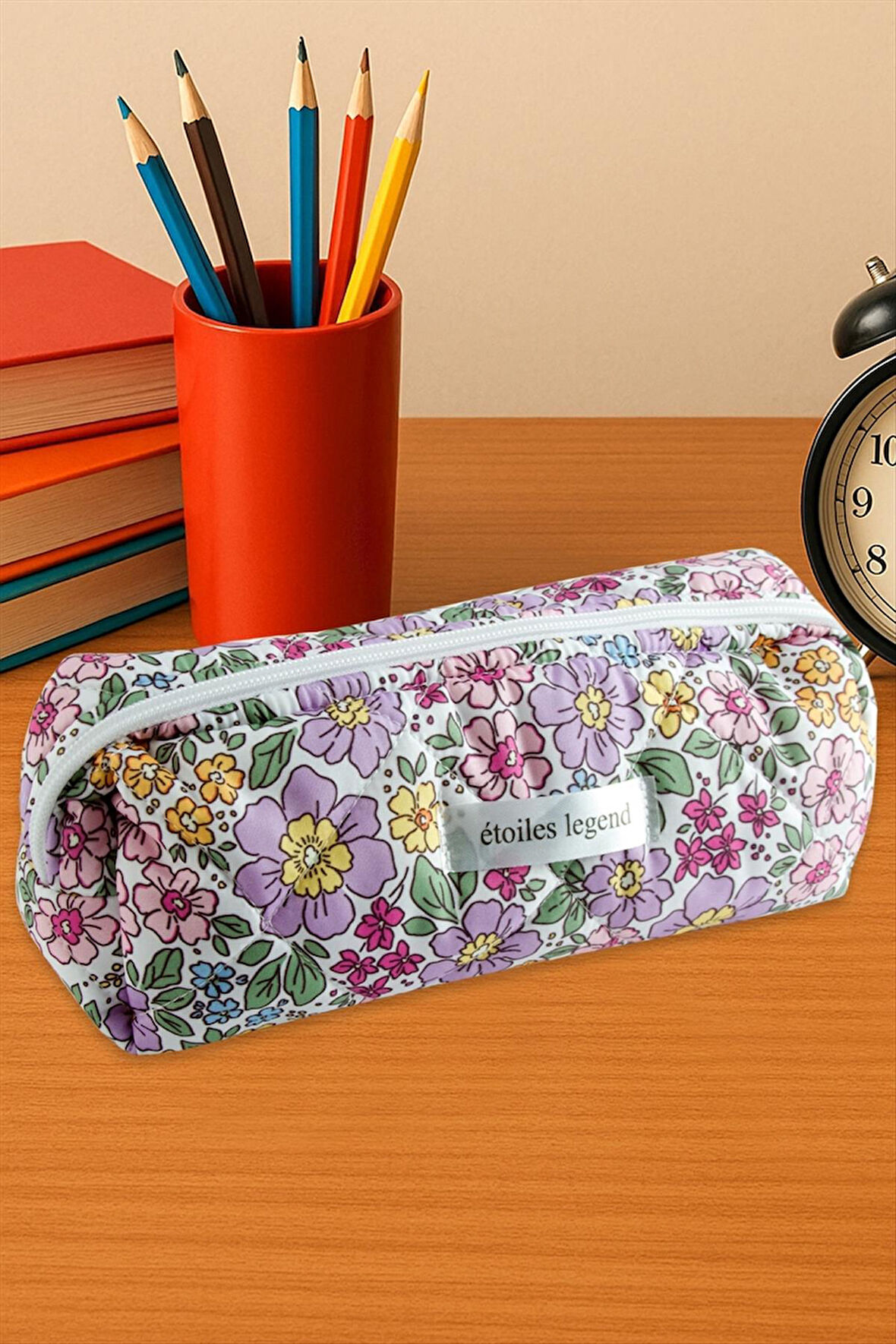Çiçek Desenli Kalem Kutusu