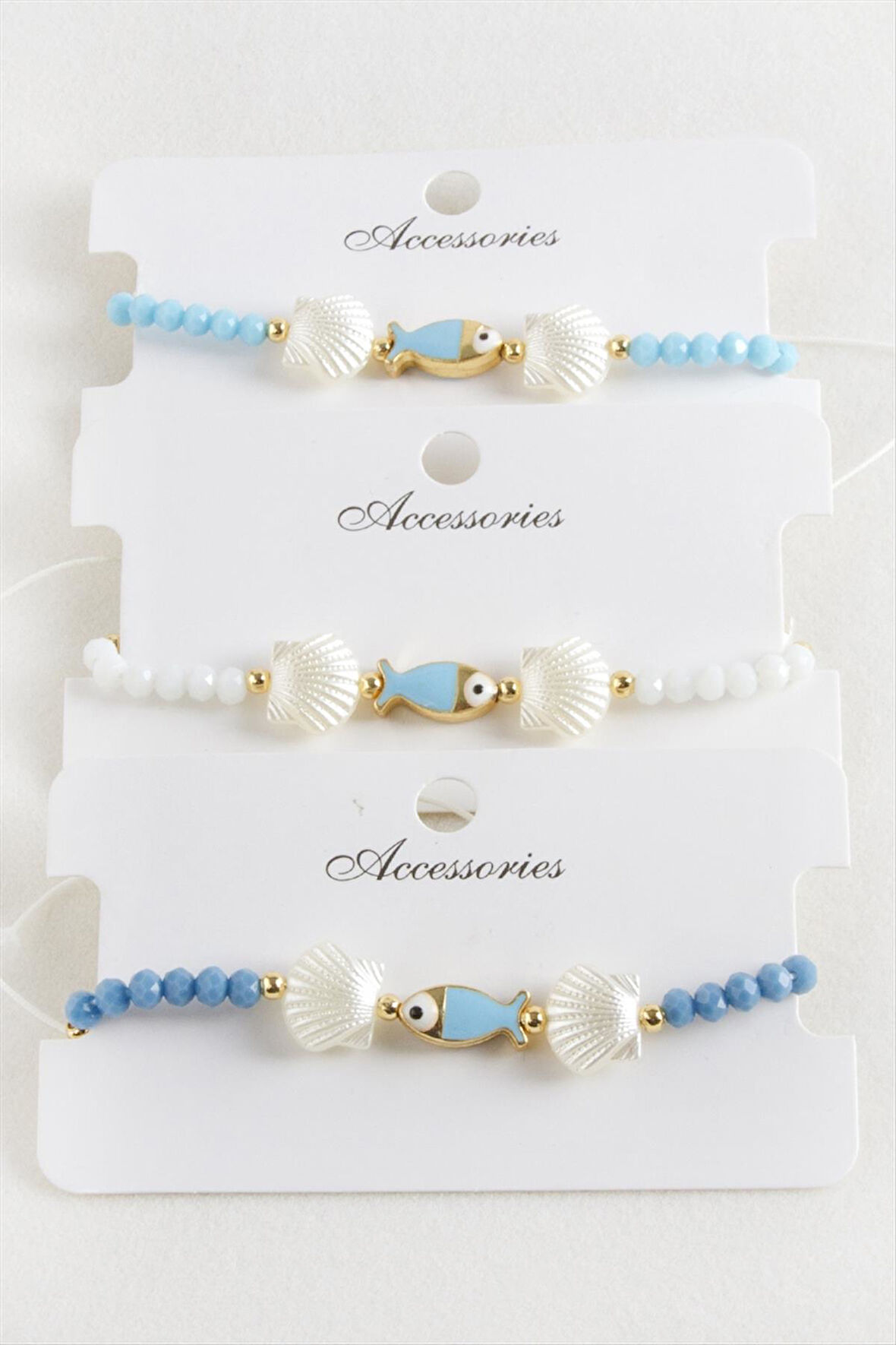 Balık İstiridye İnci Kristal Makrome İp Bileklik