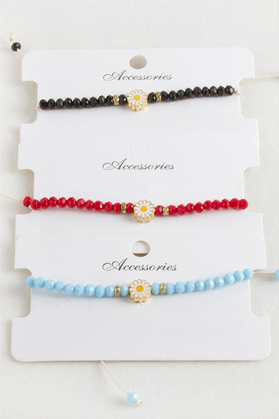 Papatya Kristal Makrome İp Bileklik