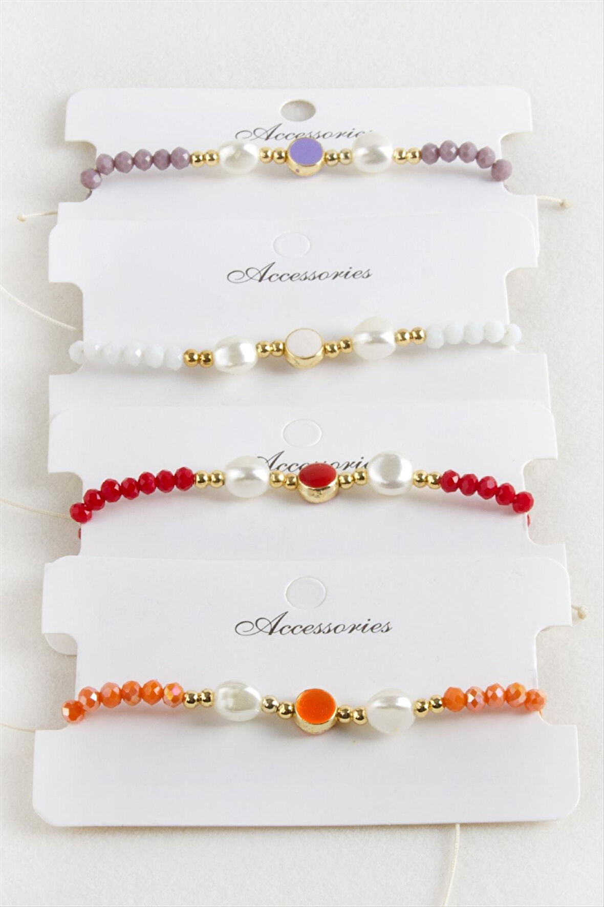 Mineli İnci Kristal Makrome İp Bileklik