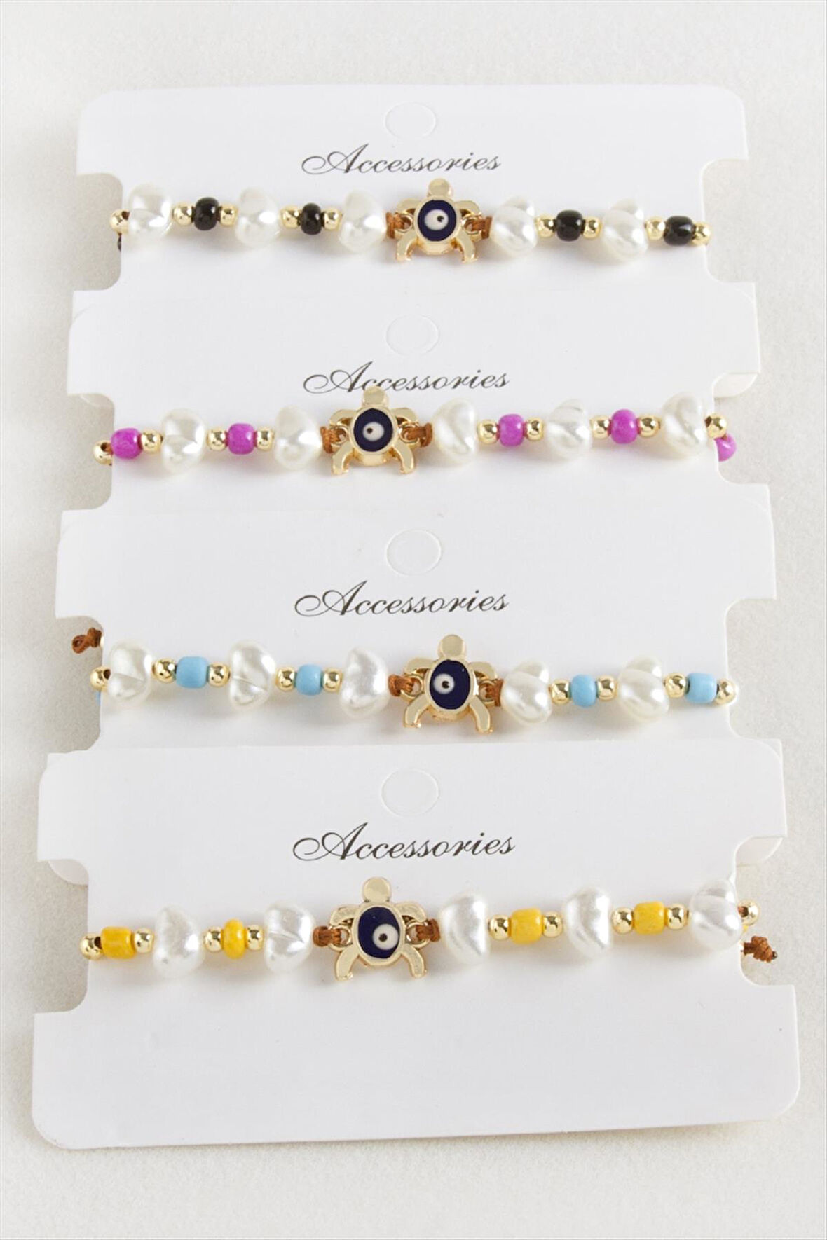 Kaplumbağa Boncuk İnci Makrome İp Bileklik